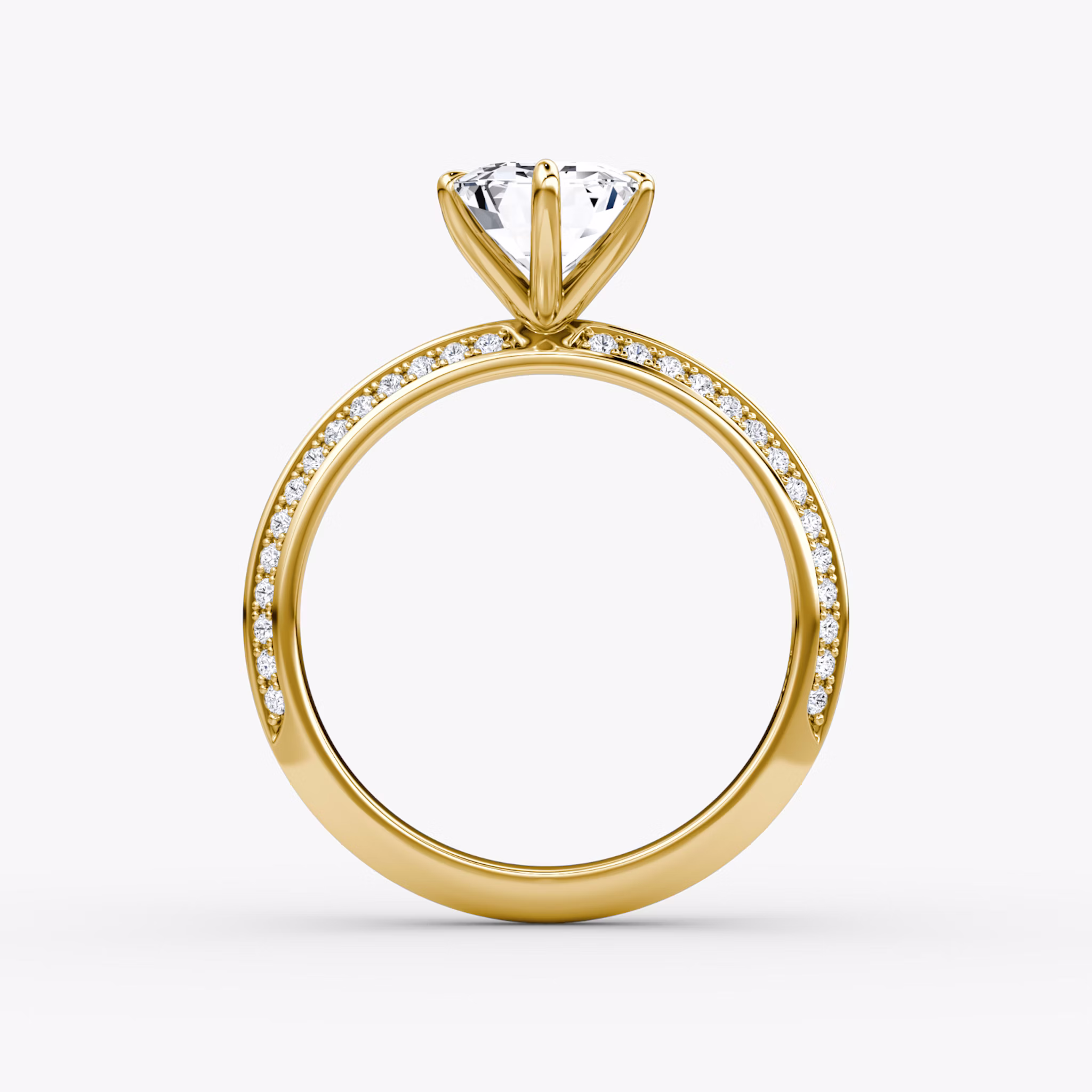 The Knife-Edge | Emerald | 18k | Yellow Gold | bandAccent: Pavé | hiddenHalo: no | diamondOrientation: vertical | caratWeight: other