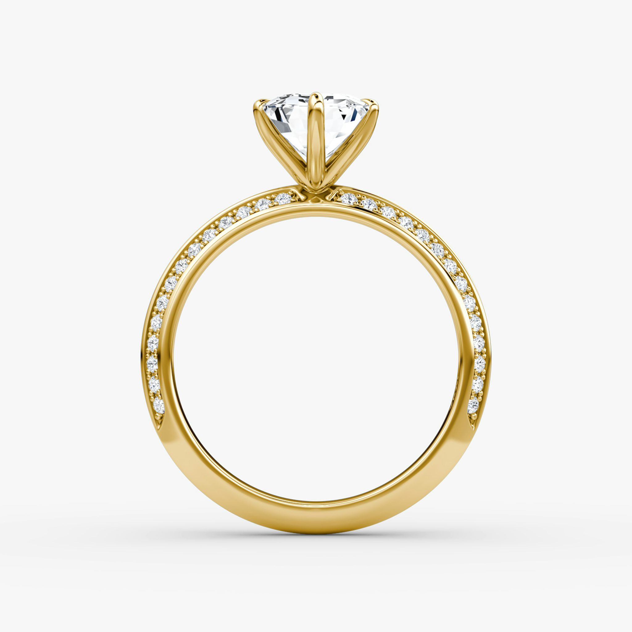 The Knife-Edge | Emerald | 18k | Yellow Gold | bandAccent: Pavé | hiddenHalo: no | diamondOrientation: vertical | caratWeight: other