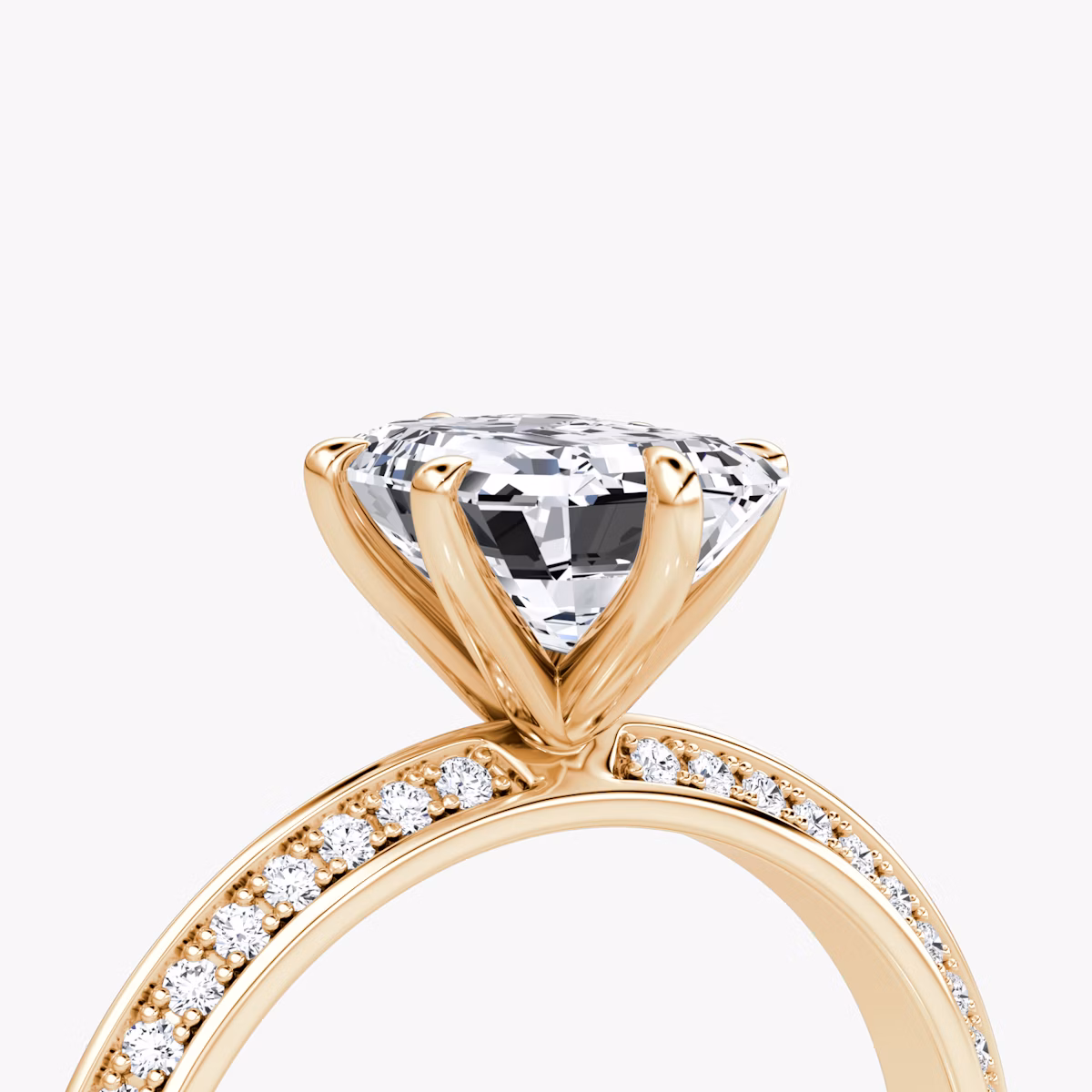 Knife-Edge | Emerald | 14k | Roségold | bandAccent: Mit Pavé-Besatz | hiddenHalo: no | diamondOrientation: vertical | caratWeight: other
