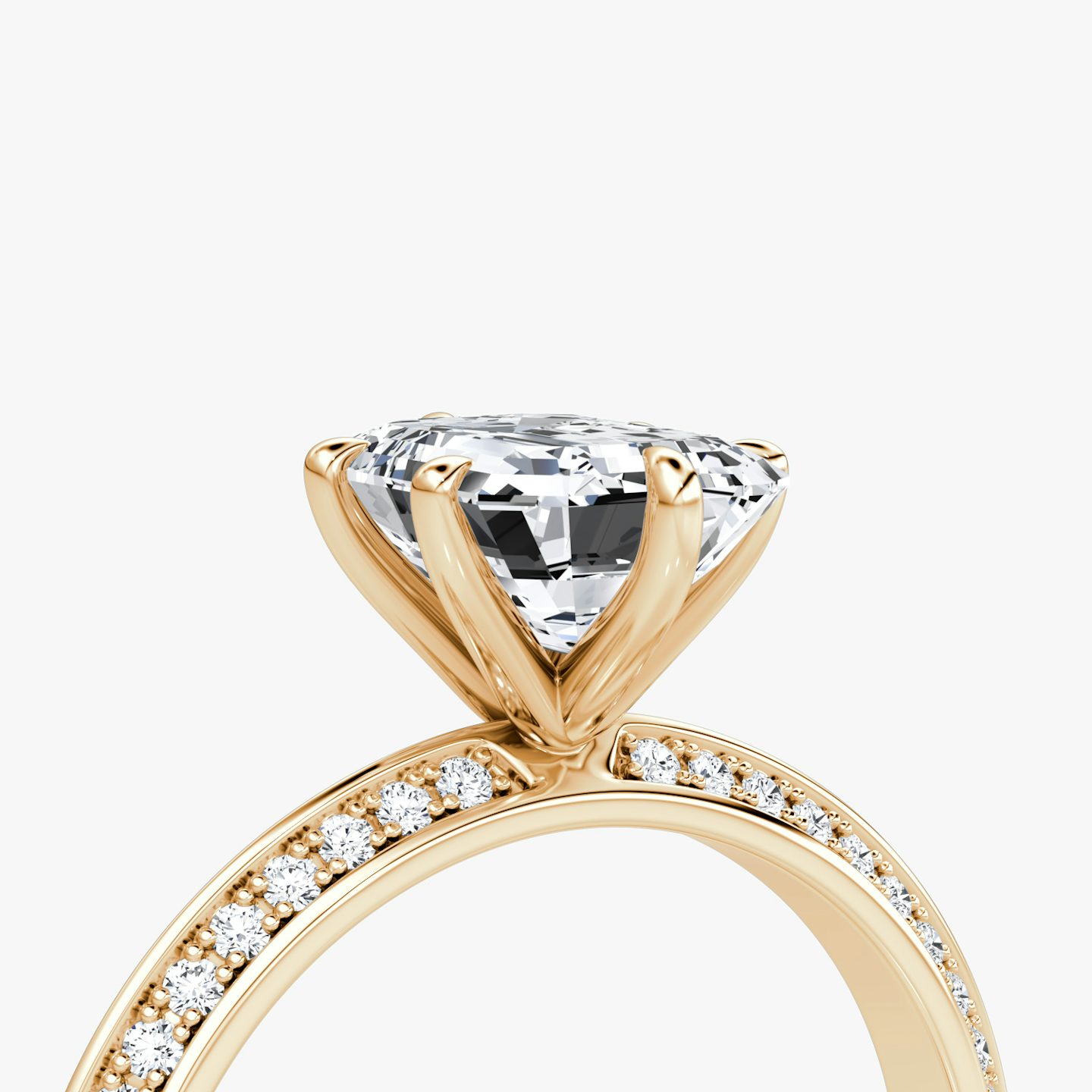 Knife-Edge | Emerald | 14k | Roségold | bandAccent: Mit Pavé-Besatz | hiddenHalo: no | diamondOrientation: vertical | caratWeight: other