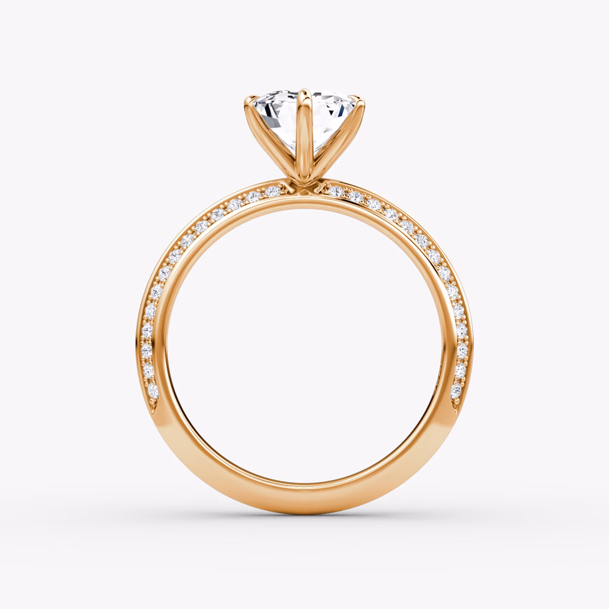 Knife-Edge | Emerald | 14k | Roségold | bandAccent: Mit Pavé-Besatz | hiddenHalo: no | diamondOrientation: vertical | caratWeight: other