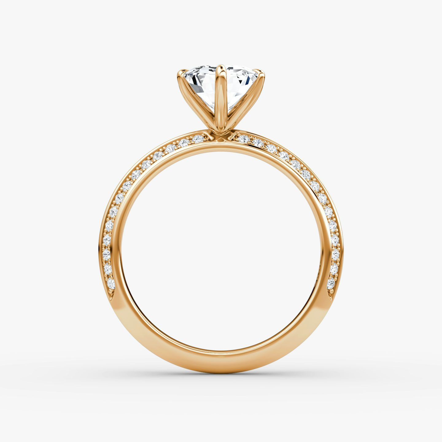 Knife-Edge | Emerald | 14k | Roségold | bandAccent: Mit Pavé-Besatz | hiddenHalo: no | diamondOrientation: vertical | caratWeight: other