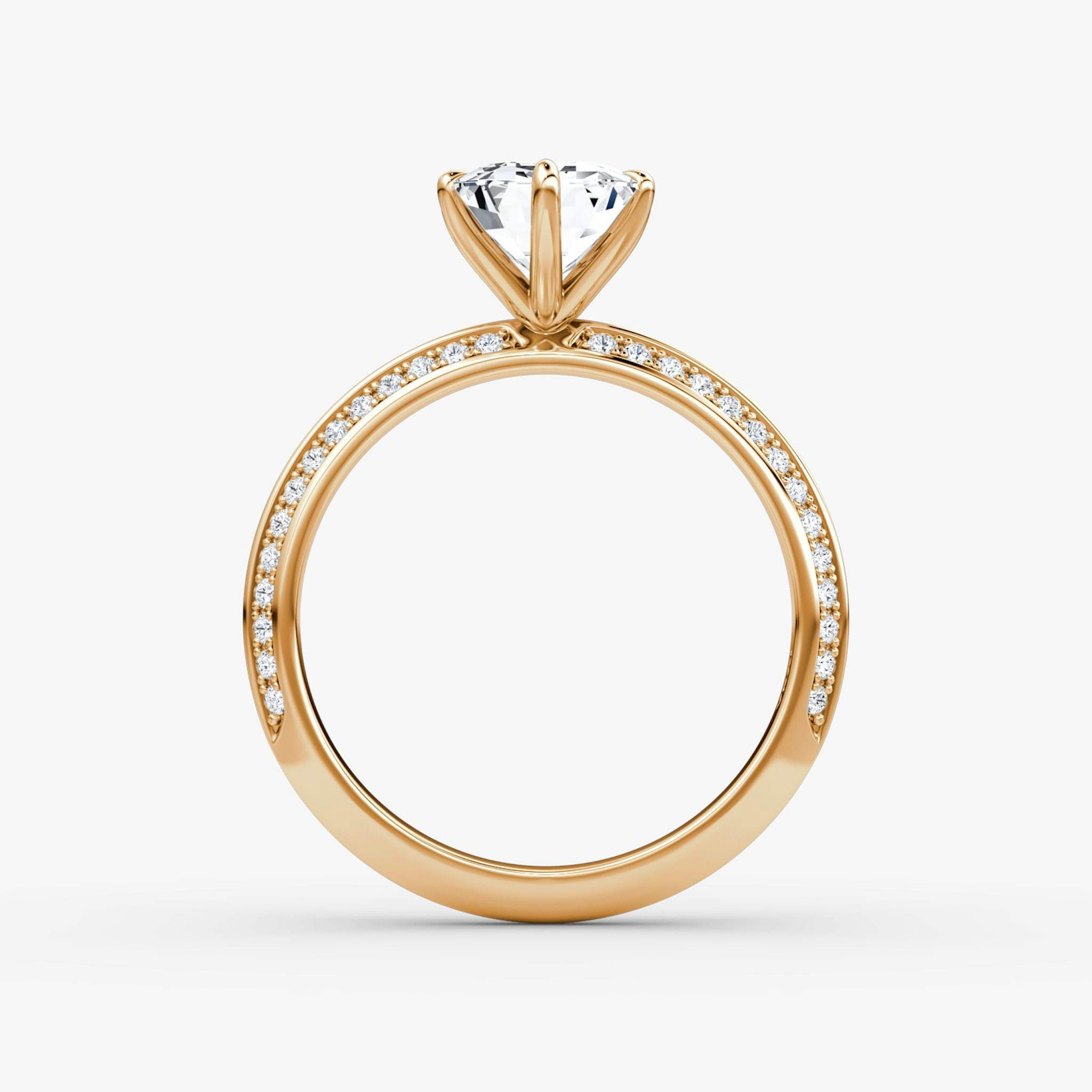 The Knife-Edge | Emerald | 14k | Rose Gold | bandAccent: Pavé | hiddenHalo: no | diamondOrientation: vertical | caratWeight: other