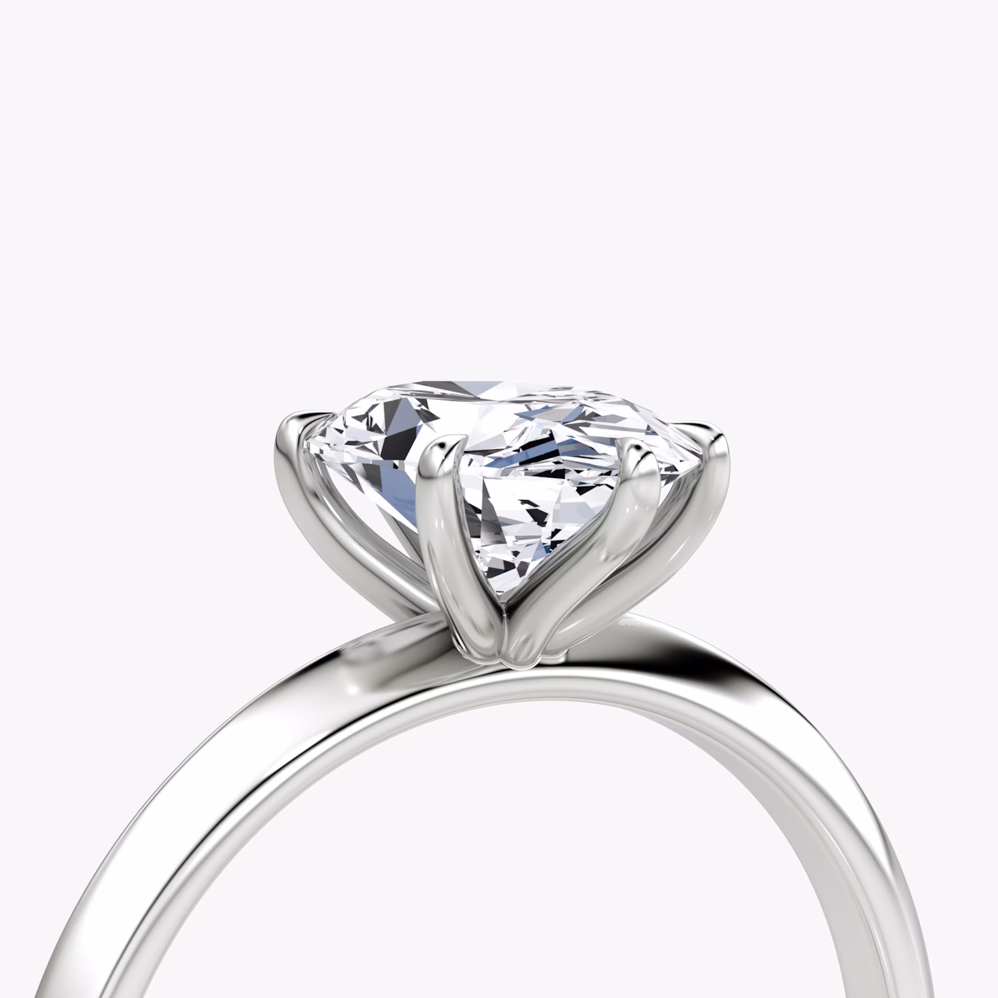 The Knife-Edge | Oval | 18k | White Gold | bandAccent: Plain | hiddenHalo: no | diamondOrientation: vertical | caratWeight: other