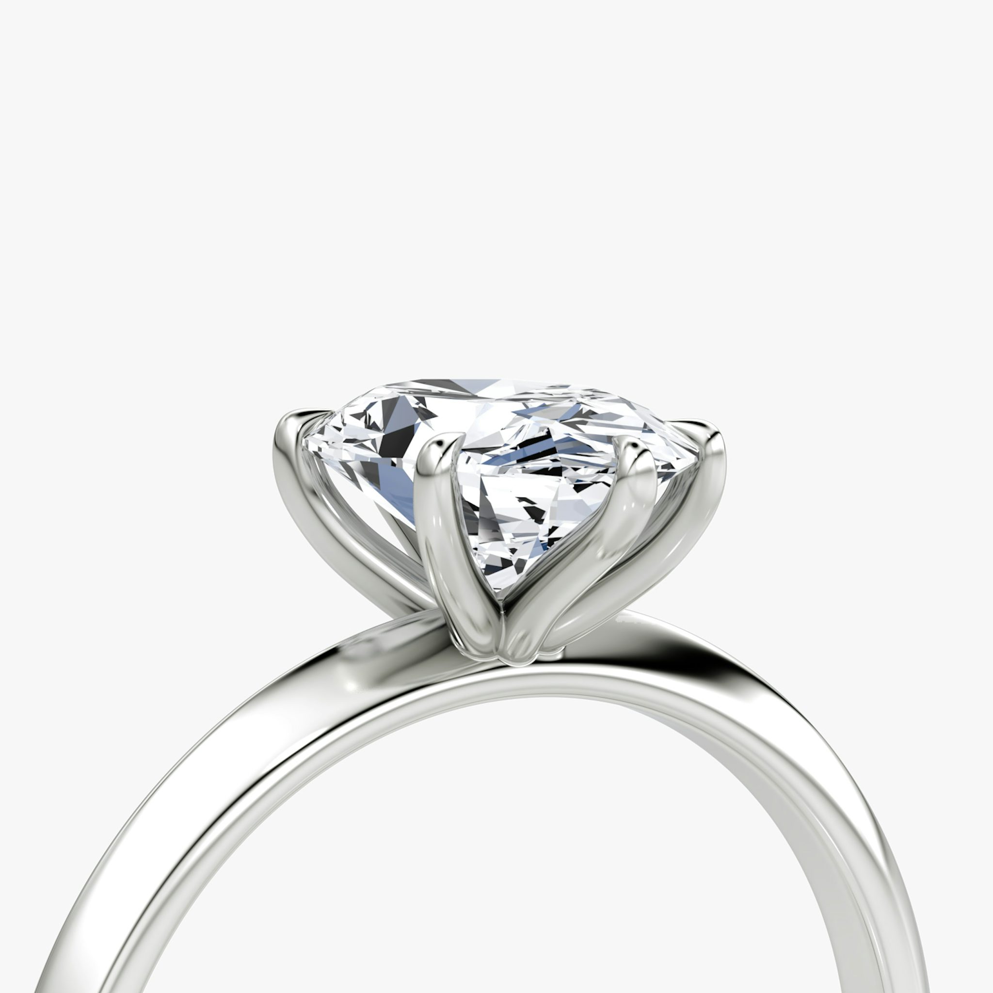 The Knife-Edge | Oval | 18k | White Gold | bandAccent: Plain | hiddenHalo: no | diamondOrientation: vertical | caratWeight: other