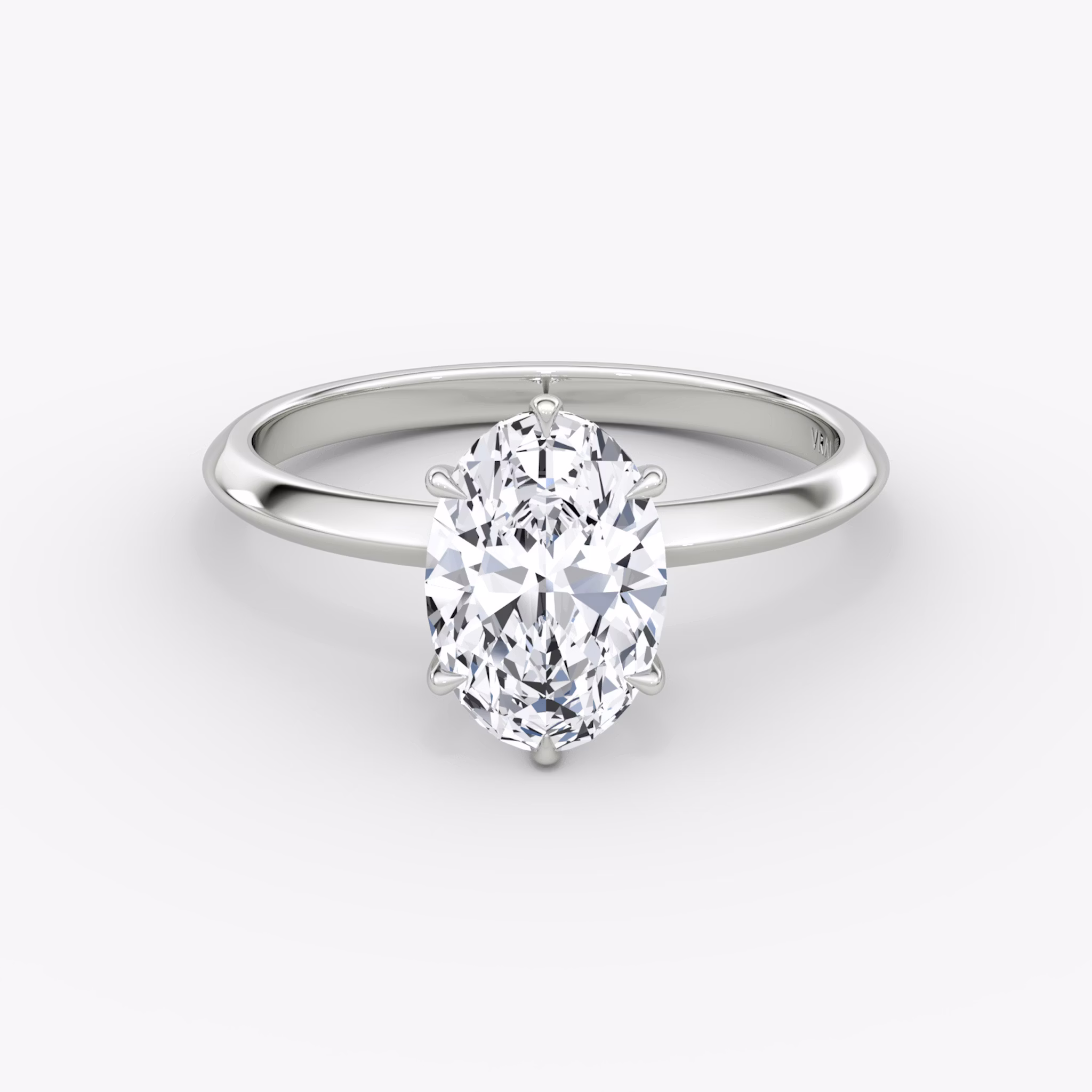 The Knife-Edge | Oval | 18k | White Gold | bandAccent: Plain | hiddenHalo: no | diamondOrientation: vertical | caratWeight: other