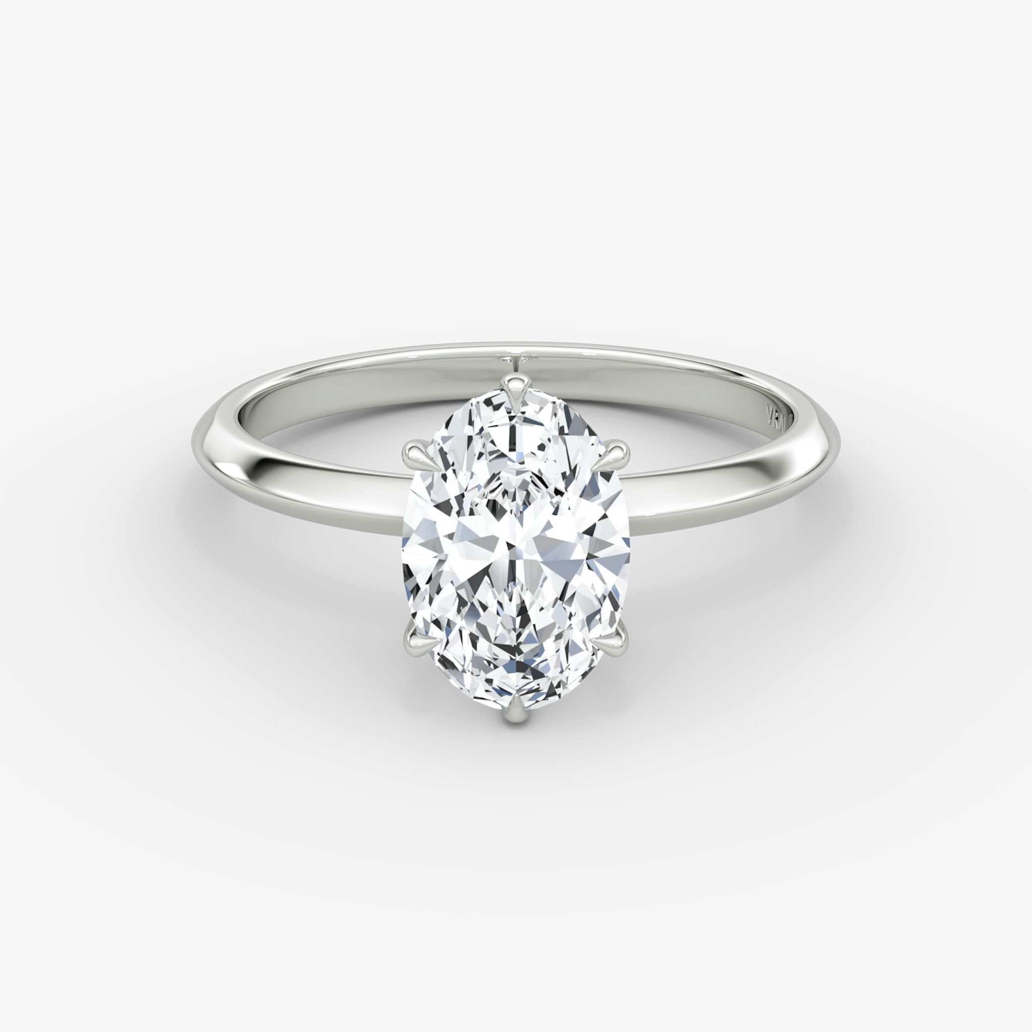 The Knife-Edge | Oval | 18k | White Gold | bandAccent: Plain | hiddenHalo: no | diamondOrientation: vertical | caratWeight: other