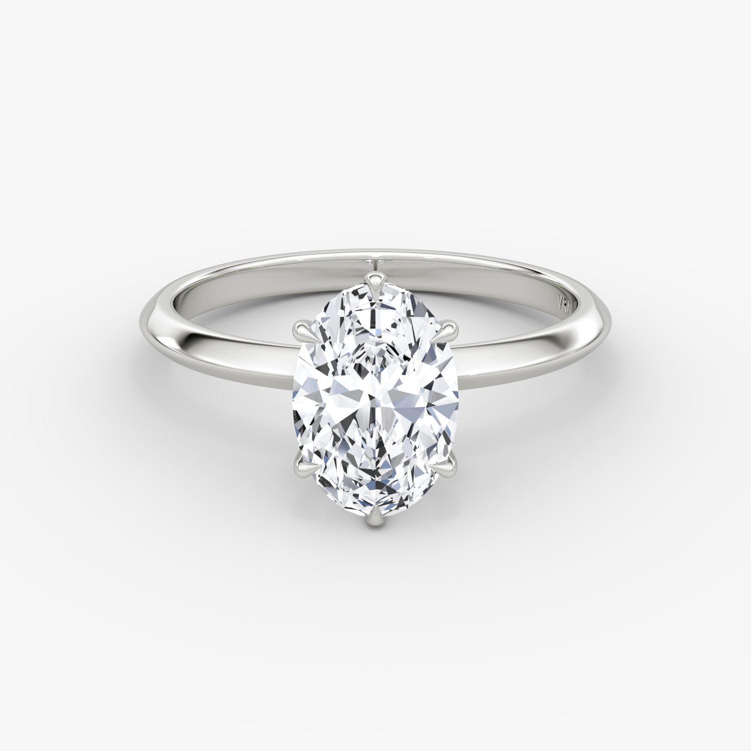 The Knife-Edge Oval Engagement Ring in Platinum with Plain Band