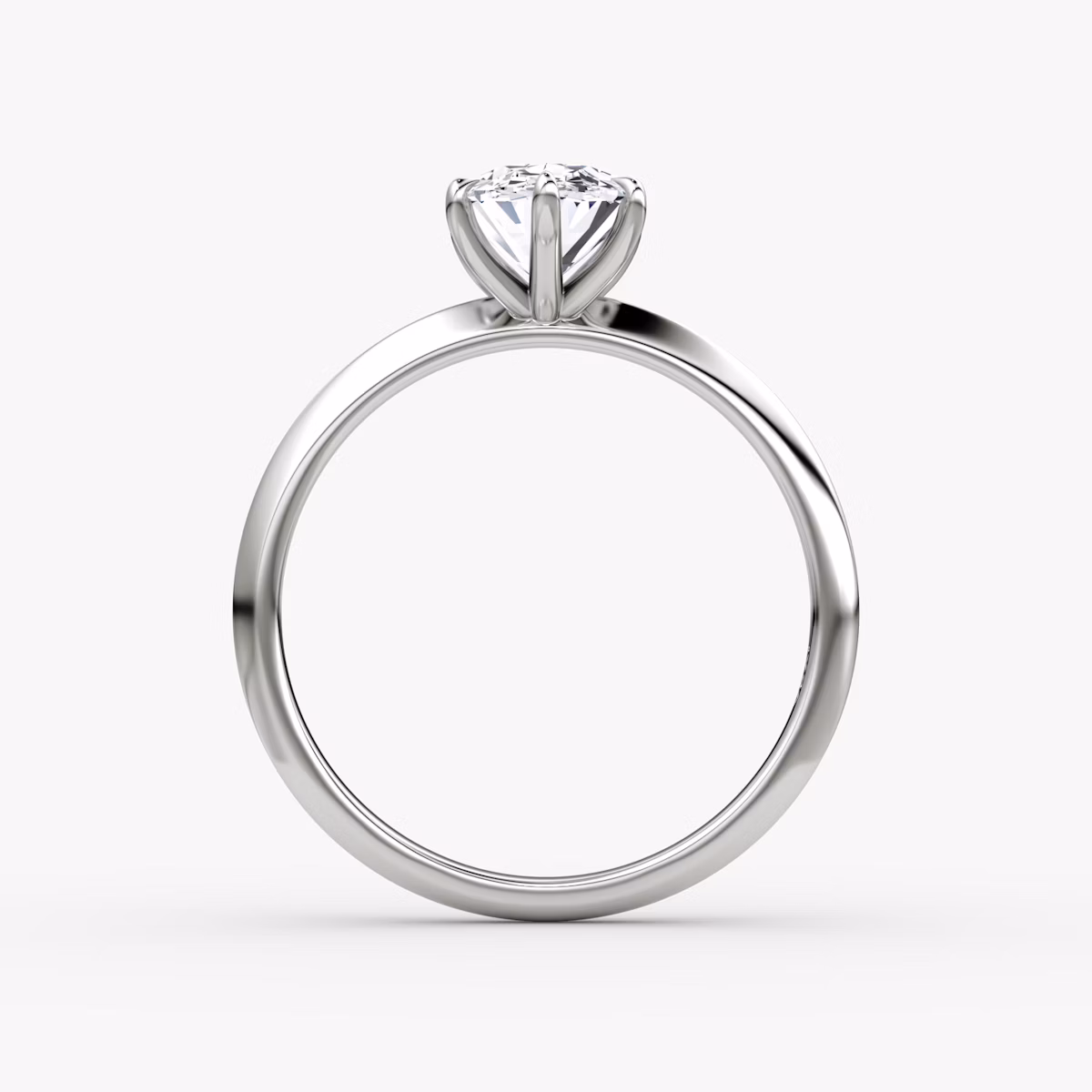 The Knife-Edge | Oval | 18k | White Gold | bandAccent: Plain | hiddenHalo: no | diamondOrientation: vertical | caratWeight: other