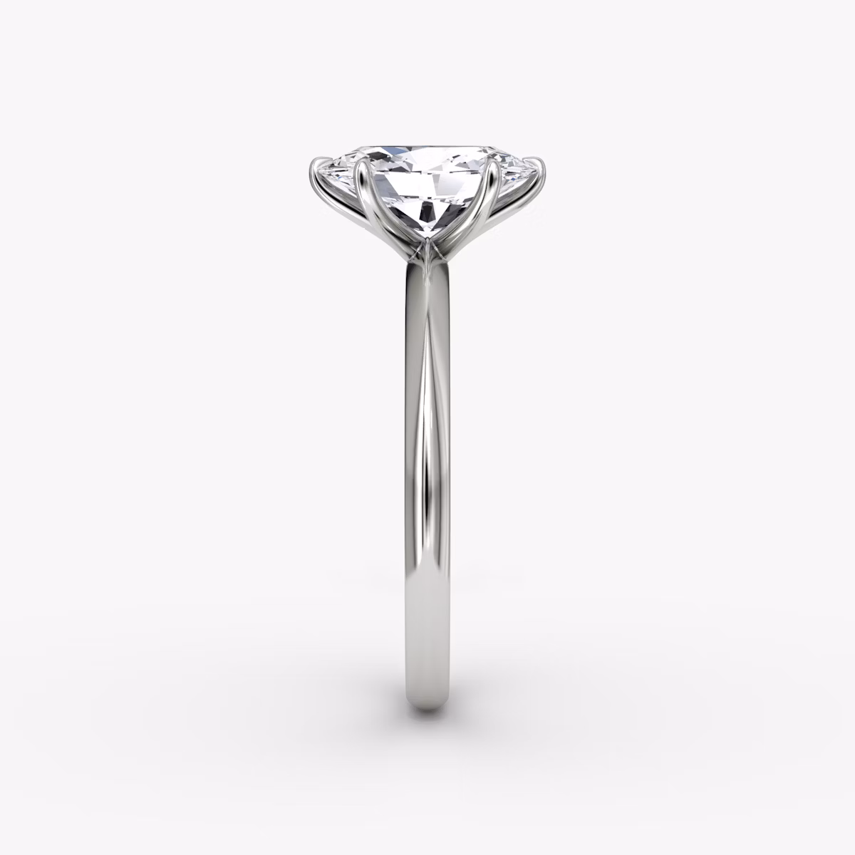 The Knife-Edge | Oval | 18k | White Gold | bandAccent: Plain | hiddenHalo: no | diamondOrientation: vertical | caratWeight: other