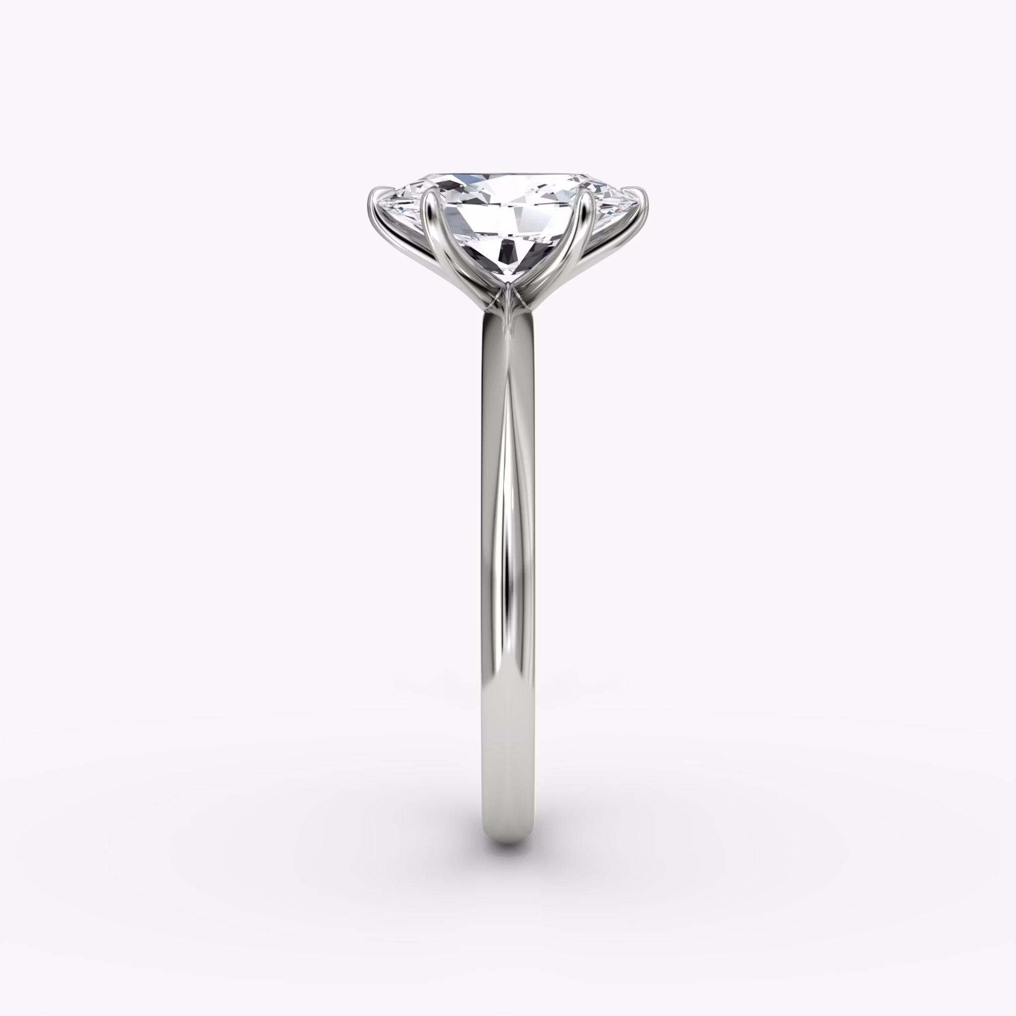 The Knife-Edge | Oval | 18k | White Gold | bandAccent: Plain | hiddenHalo: no | diamondOrientation: vertical | caratWeight: other