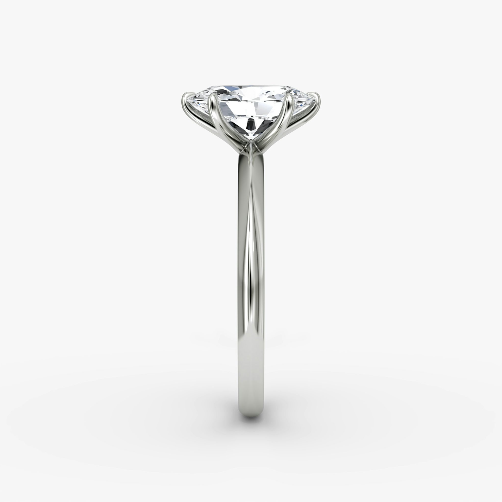 The Knife-Edge | Oval | 18k | White Gold | bandAccent: Plain | hiddenHalo: no | diamondOrientation: vertical | caratWeight: other