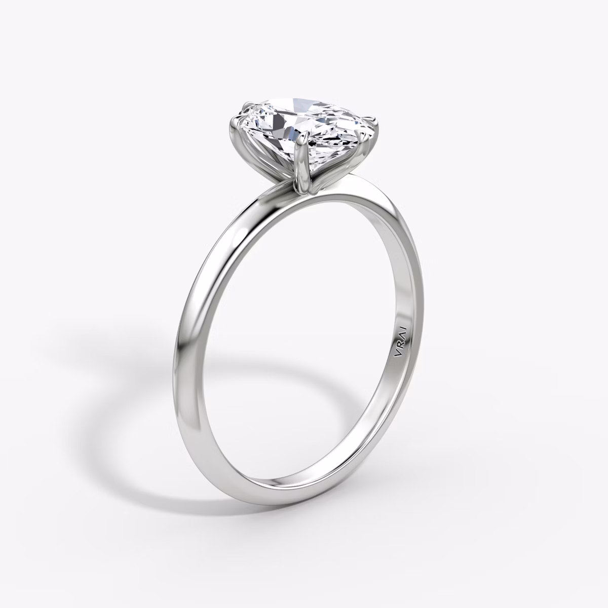 The Knife-Edge | Oval | 18k | White Gold | bandAccent: Plain | hiddenHalo: no | diamondOrientation: vertical | caratWeight: other