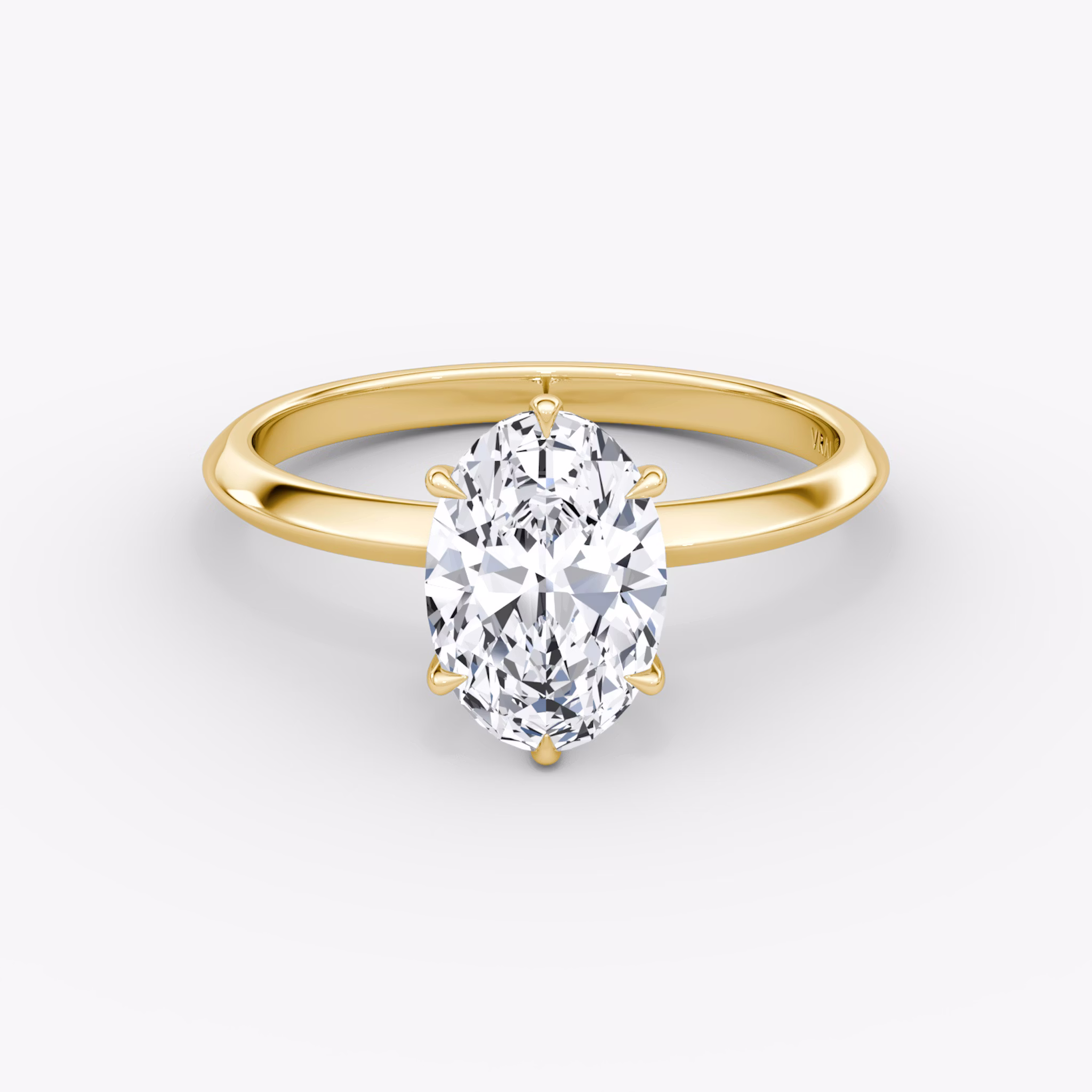 The Knife-Edge | Oval | 18k | Yellow Gold | bandAccent: Plain | hiddenHalo: no | diamondOrientation: vertical | caratWeight: other