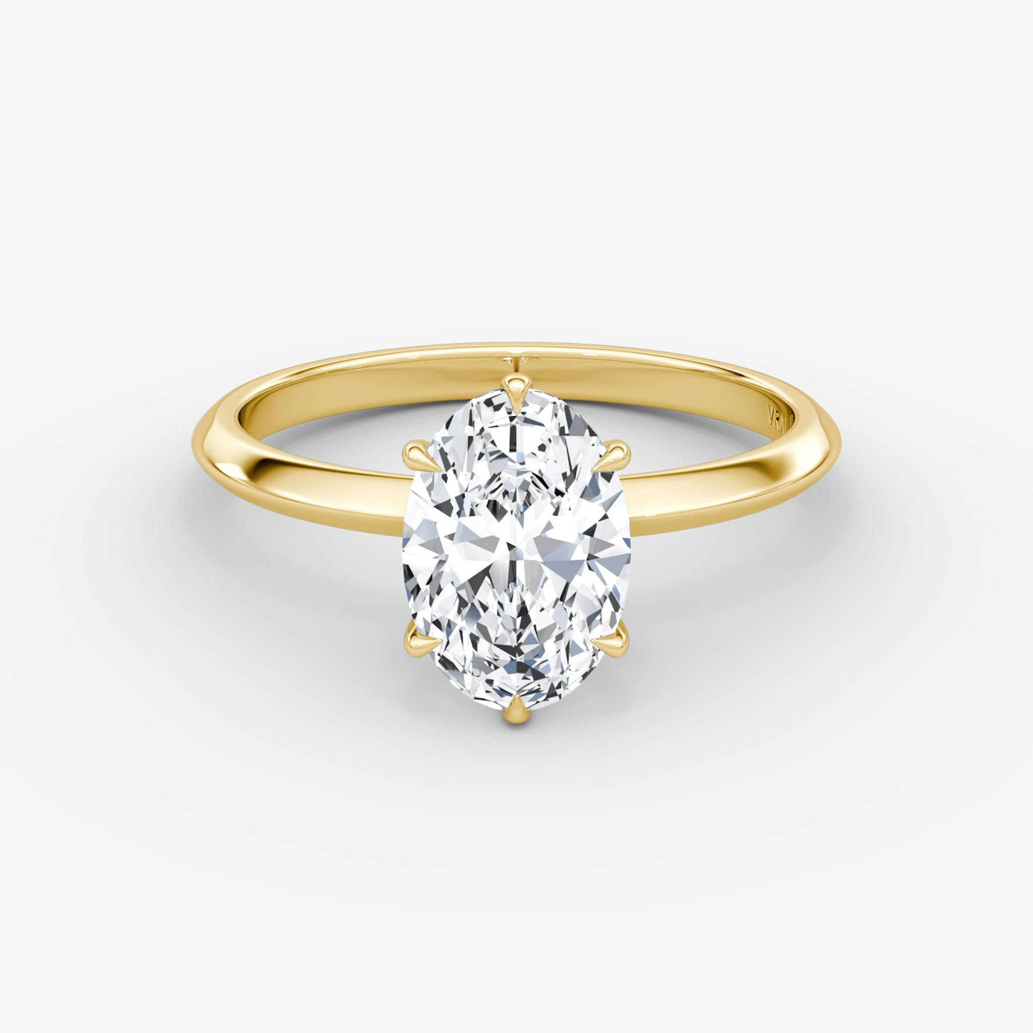 The Knife-Edge | Oval | 18k | Yellow Gold | bandAccent: Plain | hiddenHalo: no | diamondOrientation: vertical | caratWeight: other