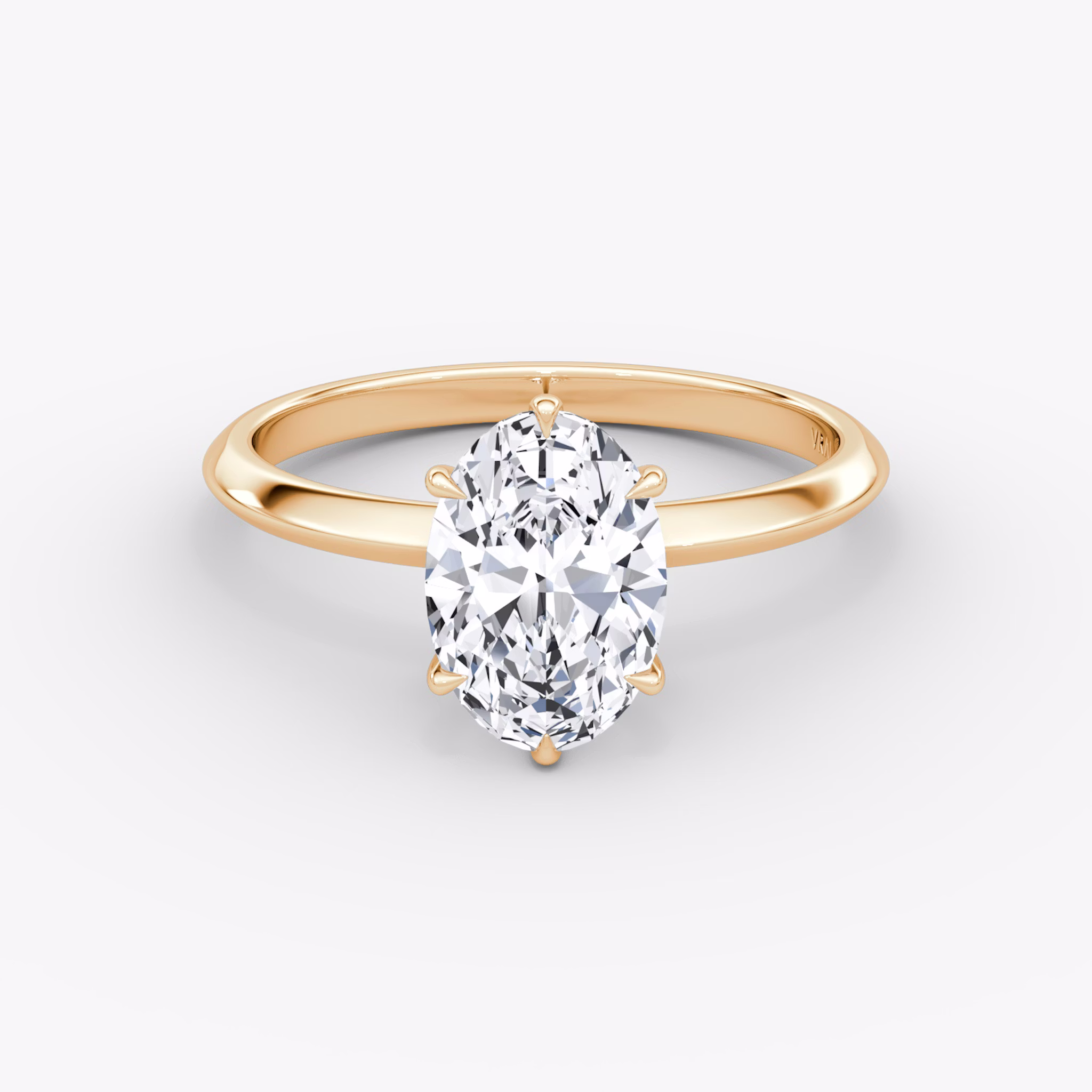 The Knife-Edge | Oval | 14k | Rose Gold | bandAccent: Plain | hiddenHalo: no | diamondOrientation: vertical | caratWeight: other