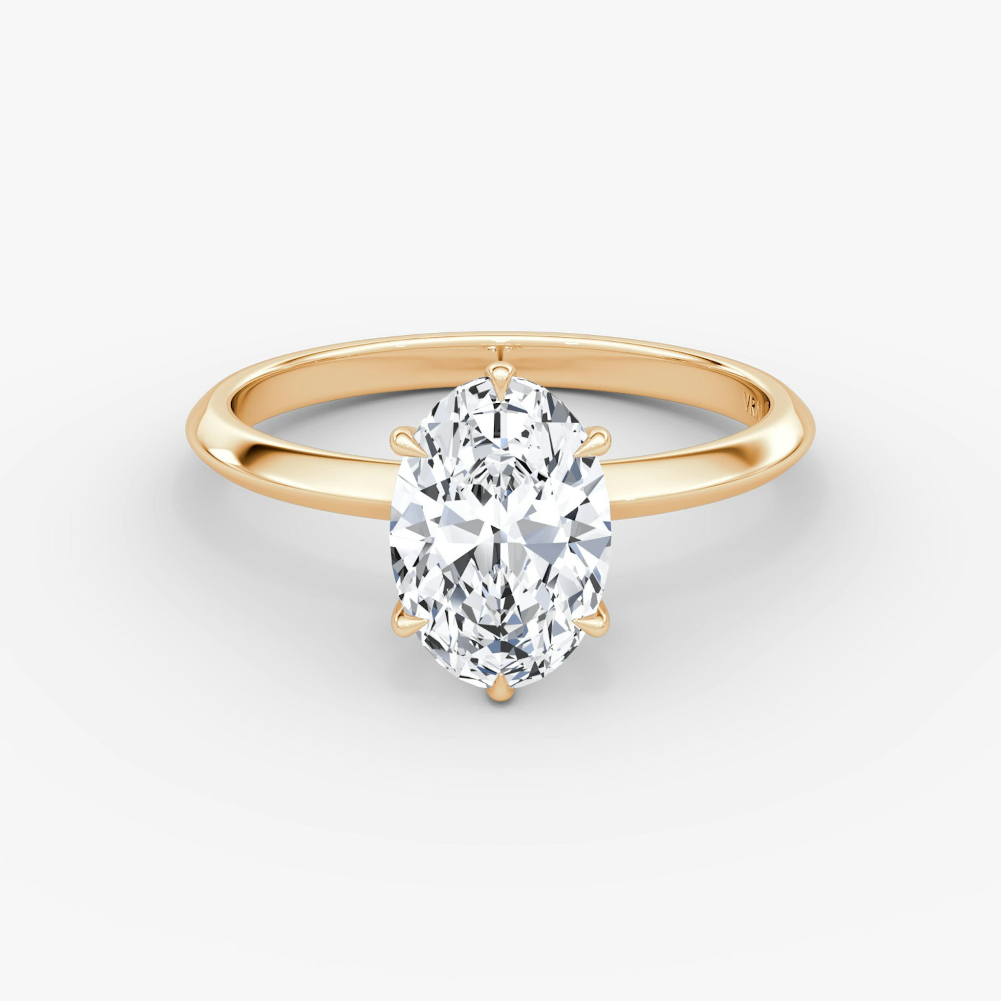 The Knife-Edge | Oval | 14k | Rose Gold | bandAccent: Plain | hiddenHalo: no | diamondOrientation: vertical | caratWeight: other