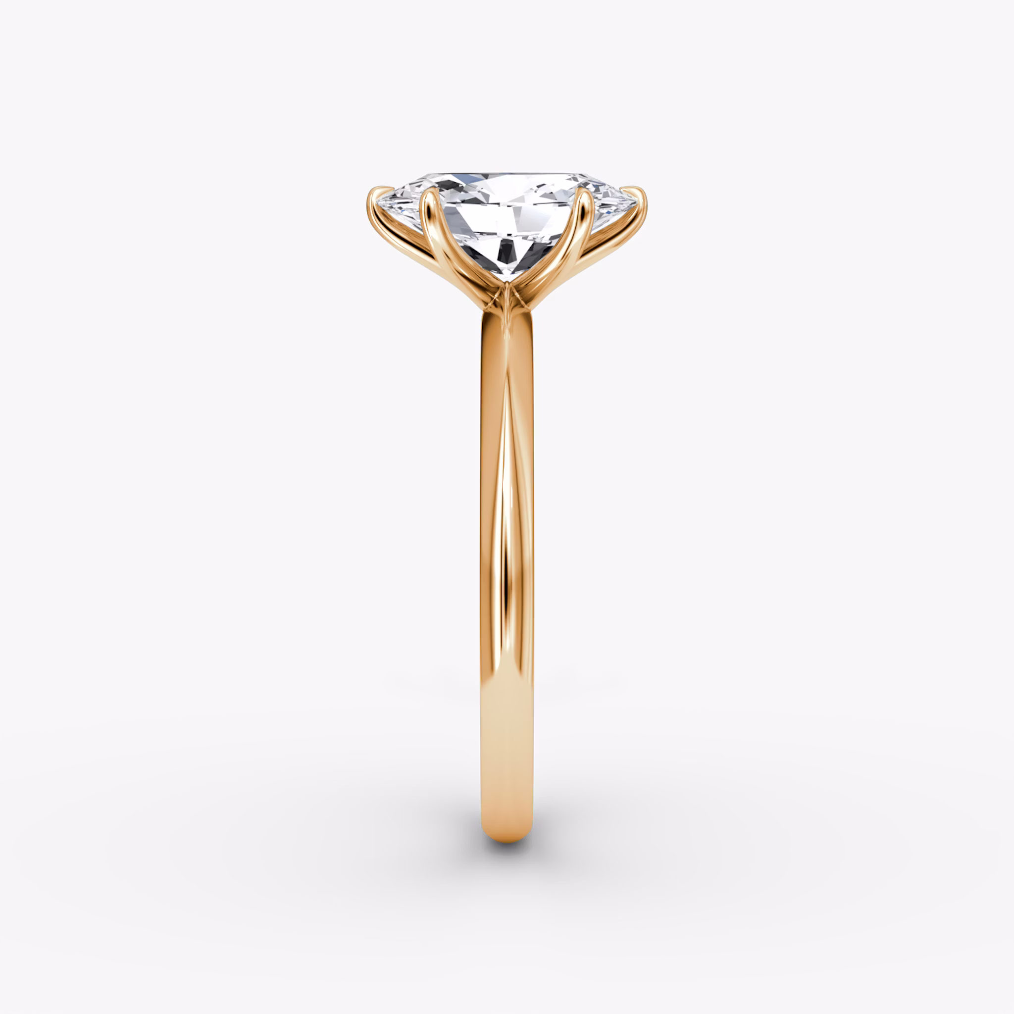 The Knife-Edge | Oval | 14k | Rose Gold | bandAccent: Plain | hiddenHalo: no | diamondOrientation: vertical | caratWeight: other