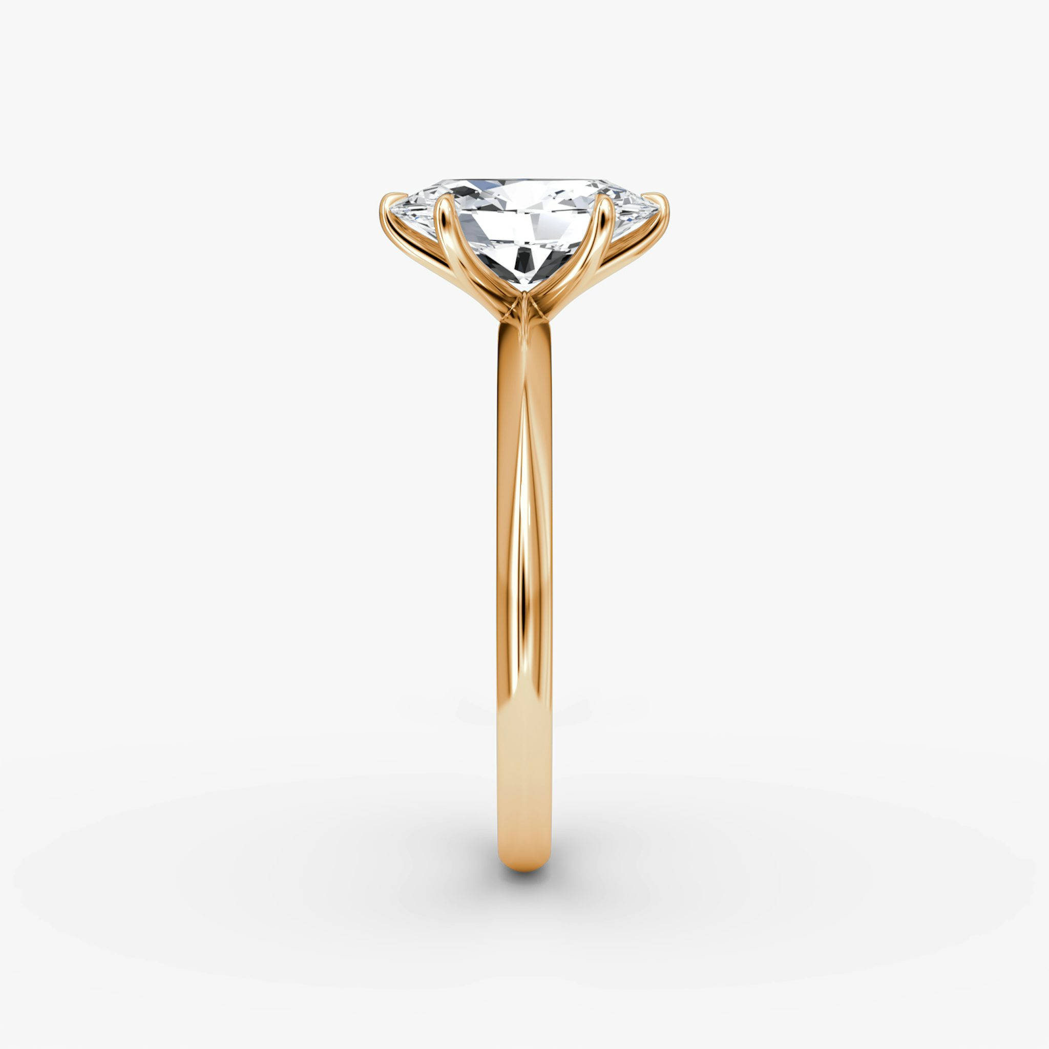 The Knife-Edge | Oval | 14k | Rose Gold | bandAccent: Plain | hiddenHalo: no | diamondOrientation: vertical | caratWeight: other