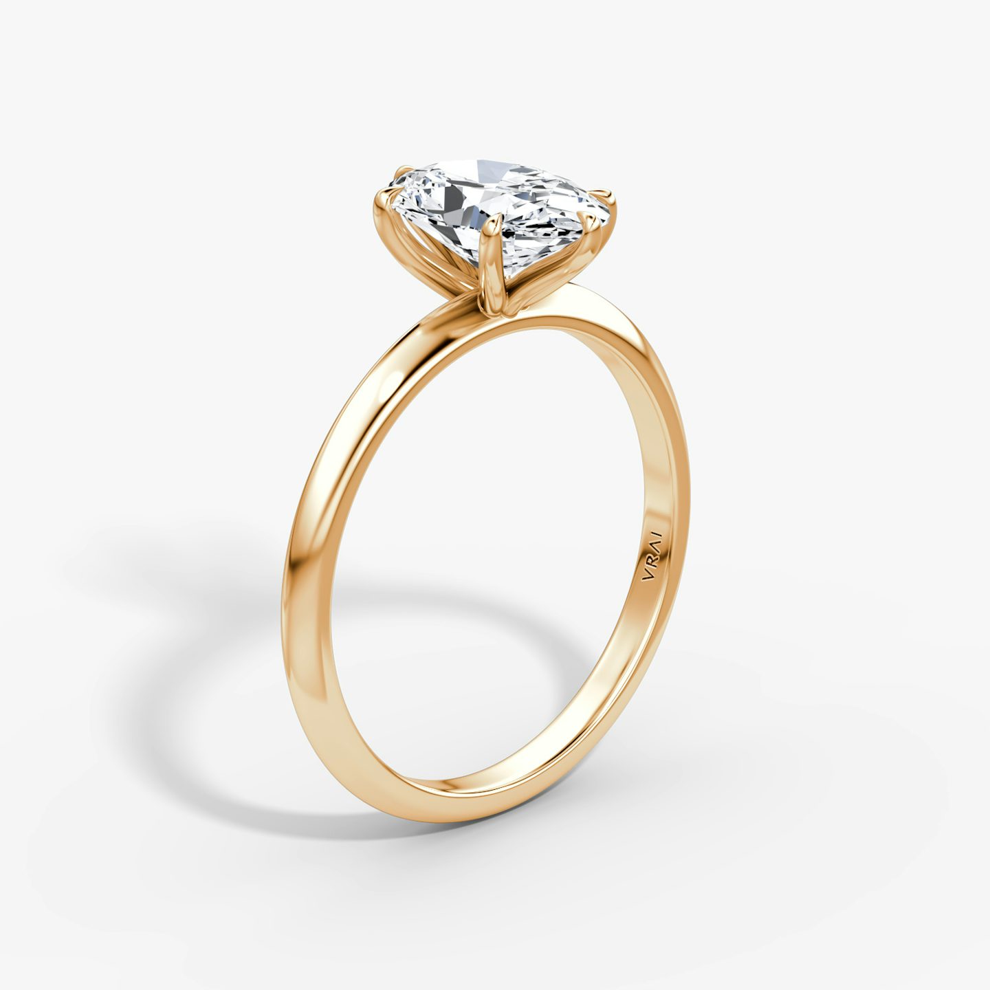 The Knife-Edge | Oval | 14k | Rose Gold | bandAccent: Plain | hiddenHalo: no | diamondOrientation: vertical | caratWeight: other