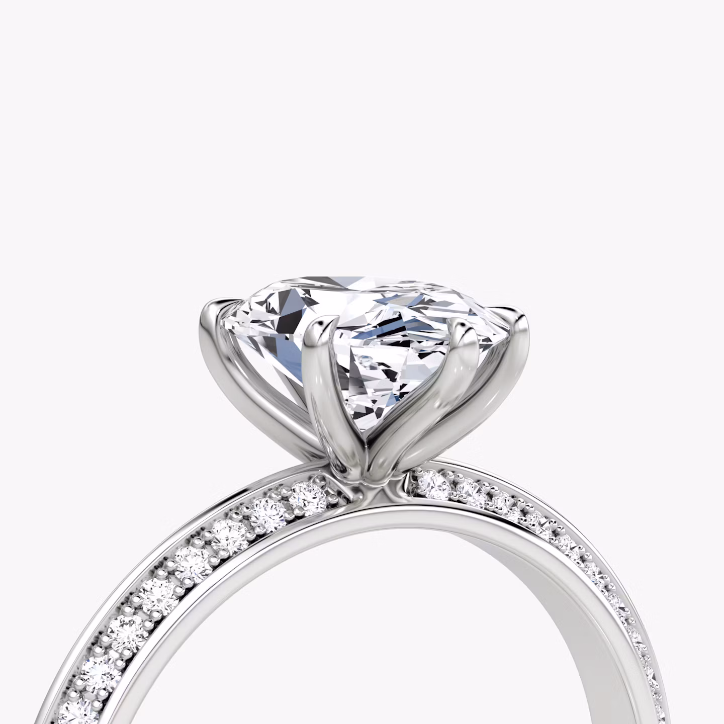 The Knife-Edge | Oval | 18k | White Gold | bandAccent: Pavé | hiddenHalo: no | diamondOrientation: vertical | caratWeight: other