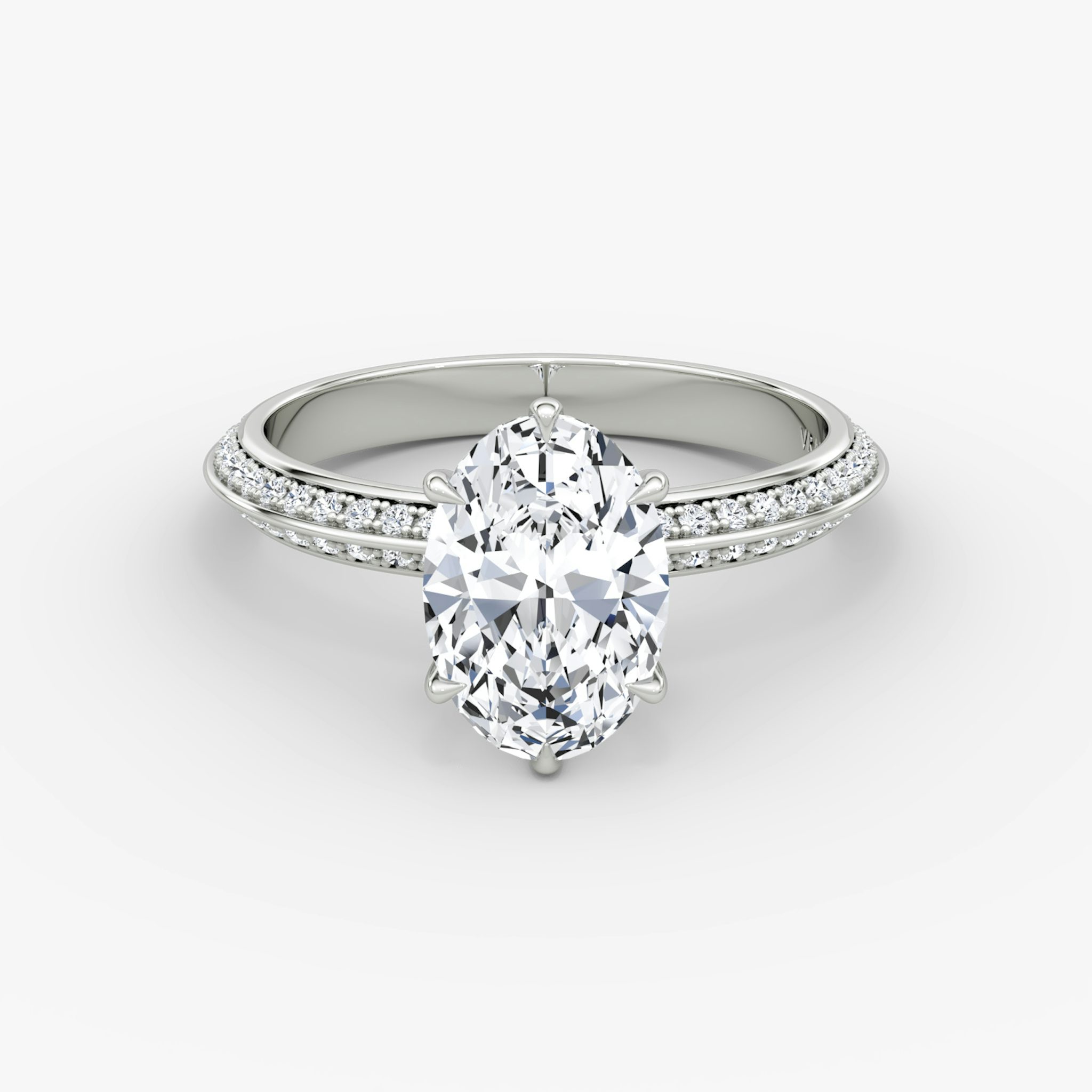 The Knife-Edge | Oval | 18k | White Gold | bandAccent: Pavé | hiddenHalo: no | diamondOrientation: vertical | caratWeight: other