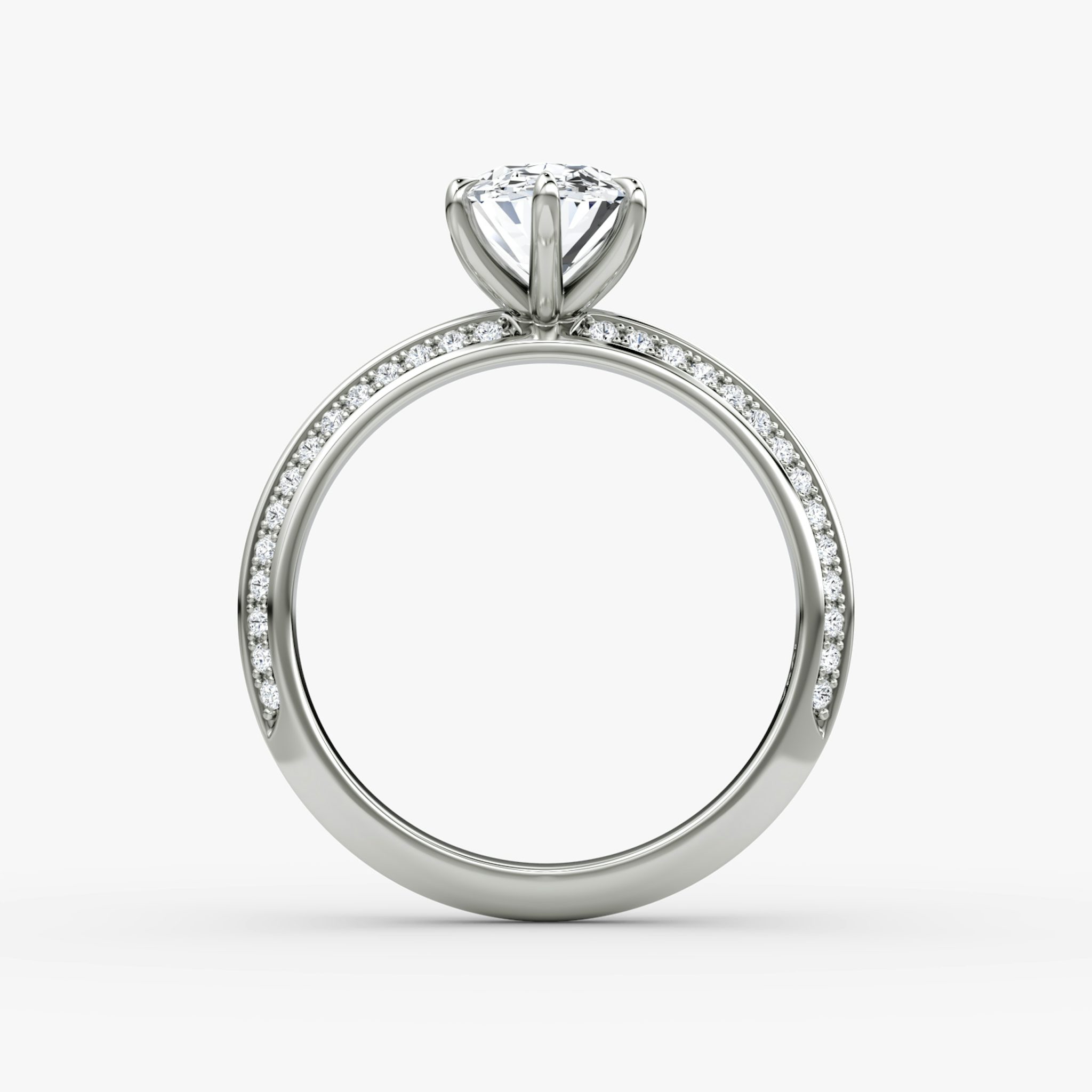 The Knife-Edge | Oval | 18k | White Gold | bandAccent: Pavé | hiddenHalo: no | diamondOrientation: vertical | caratWeight: other