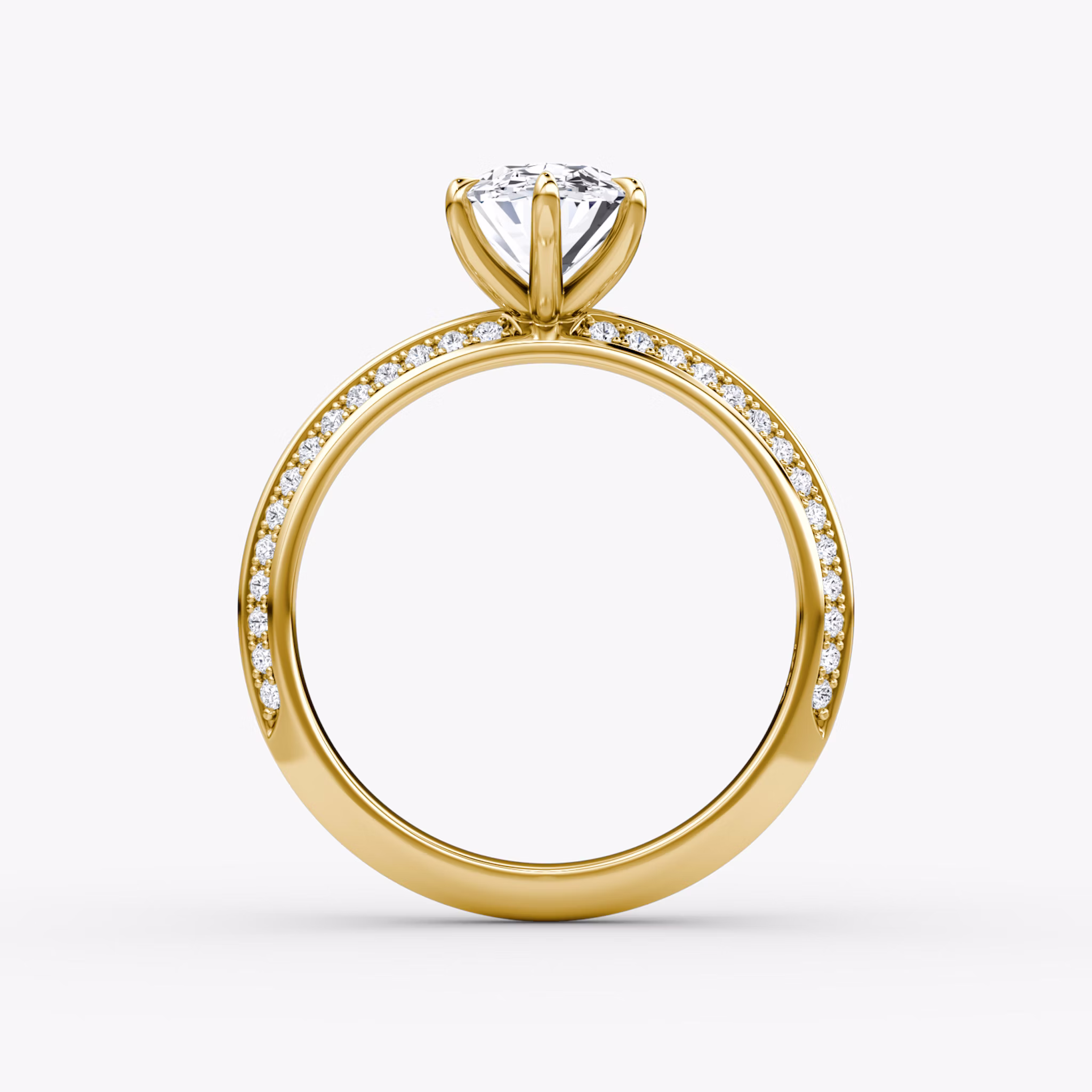 The Knife-Edge | Oval | 18k | Yellow Gold | bandAccent: Pavé | hiddenHalo: no | diamondOrientation: vertical | caratWeight: other