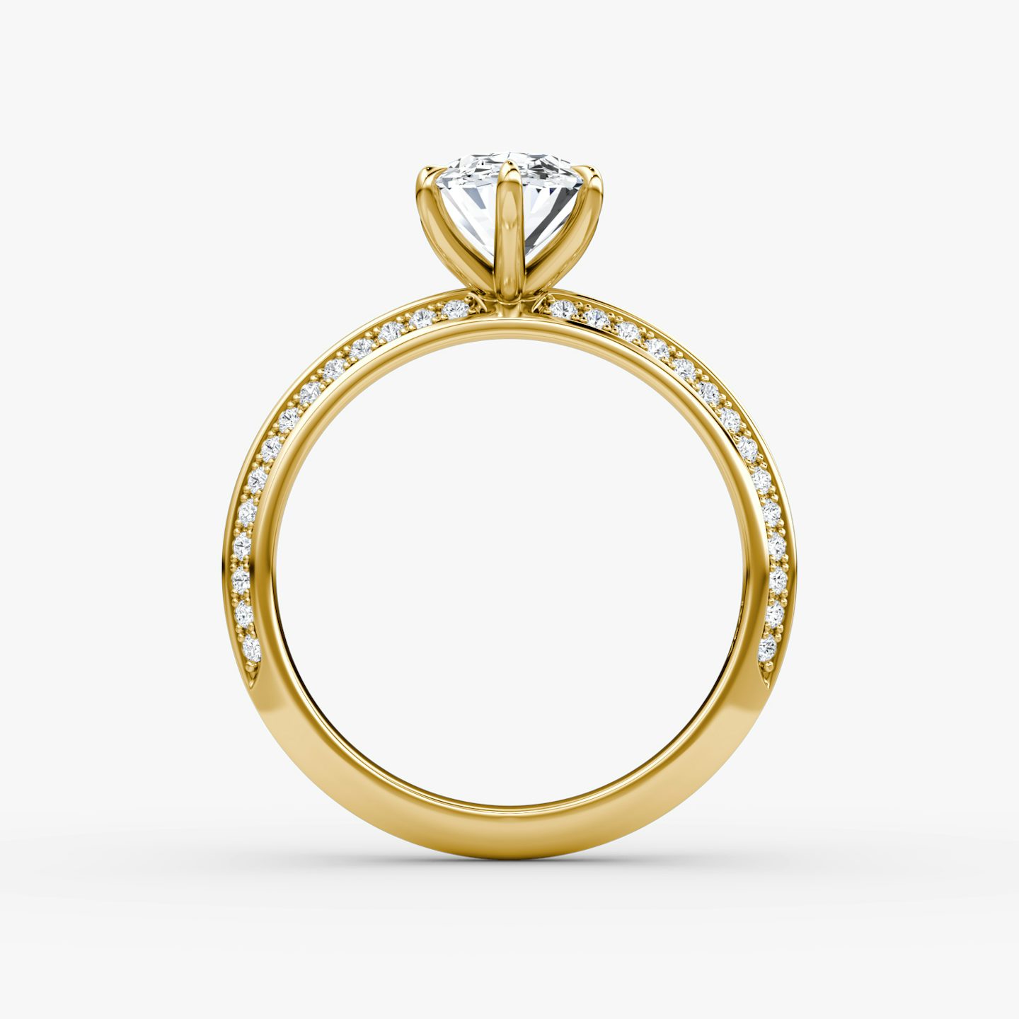 The Knife-Edge | Oval | 18k | Yellow Gold | bandAccent: Pavé | hiddenHalo: no | diamondOrientation: vertical | caratWeight: other
