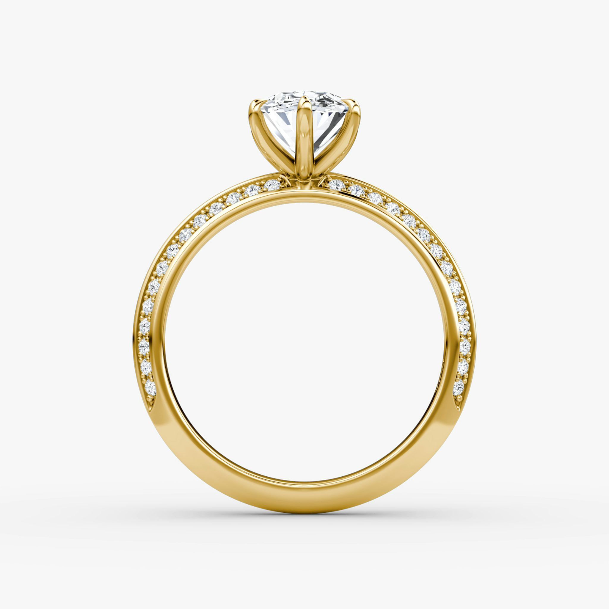The Knife-Edge | Oval | 18k | Yellow Gold | bandAccent: Pavé | hiddenHalo: no | diamondOrientation: vertical | caratWeight: other