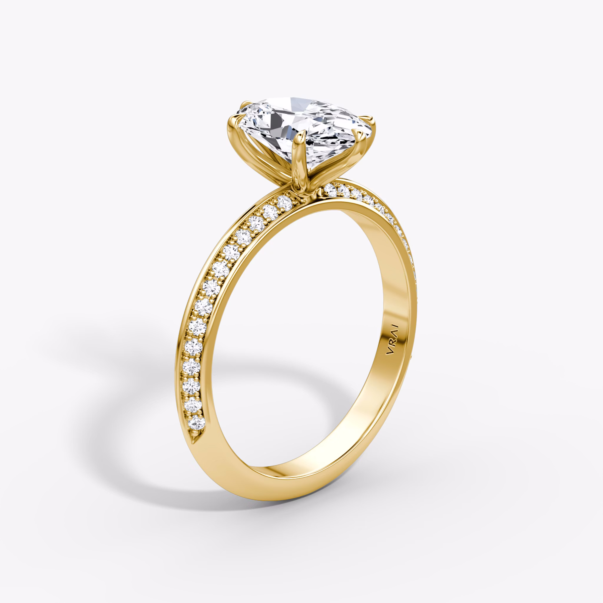 The Knife-Edge | Oval | 18k | Yellow Gold | bandAccent: Pavé | hiddenHalo: no | diamondOrientation: vertical | caratWeight: other