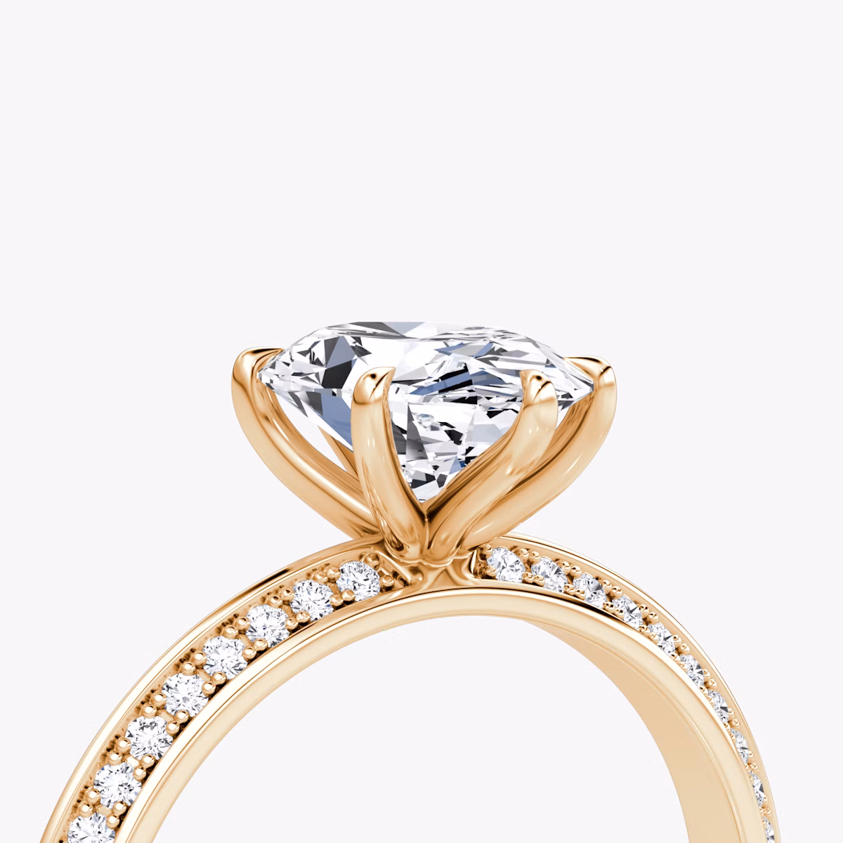 The Knife-Edge | Oval | 14k | Rose Gold | bandAccent: Pavé | hiddenHalo: no | diamondOrientation: vertical | caratWeight: other