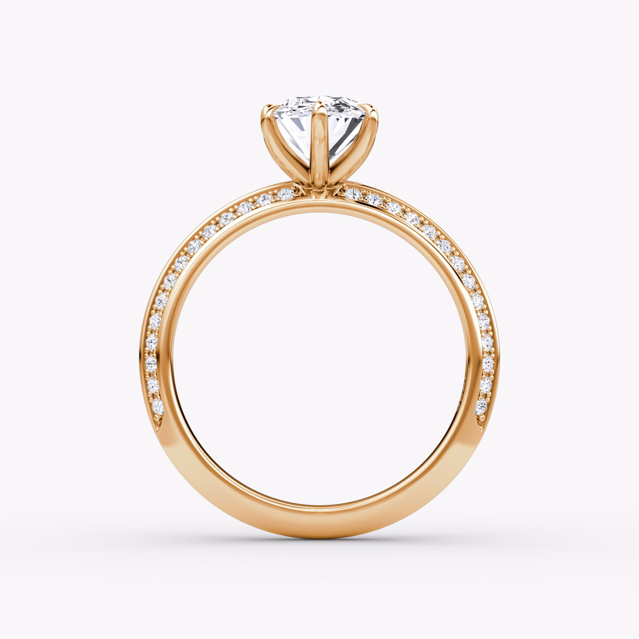 The Knife-Edge | Oval | 14k | Rose Gold | bandAccent: Pavé | hiddenHalo: no | diamondOrientation: vertical | caratWeight: other