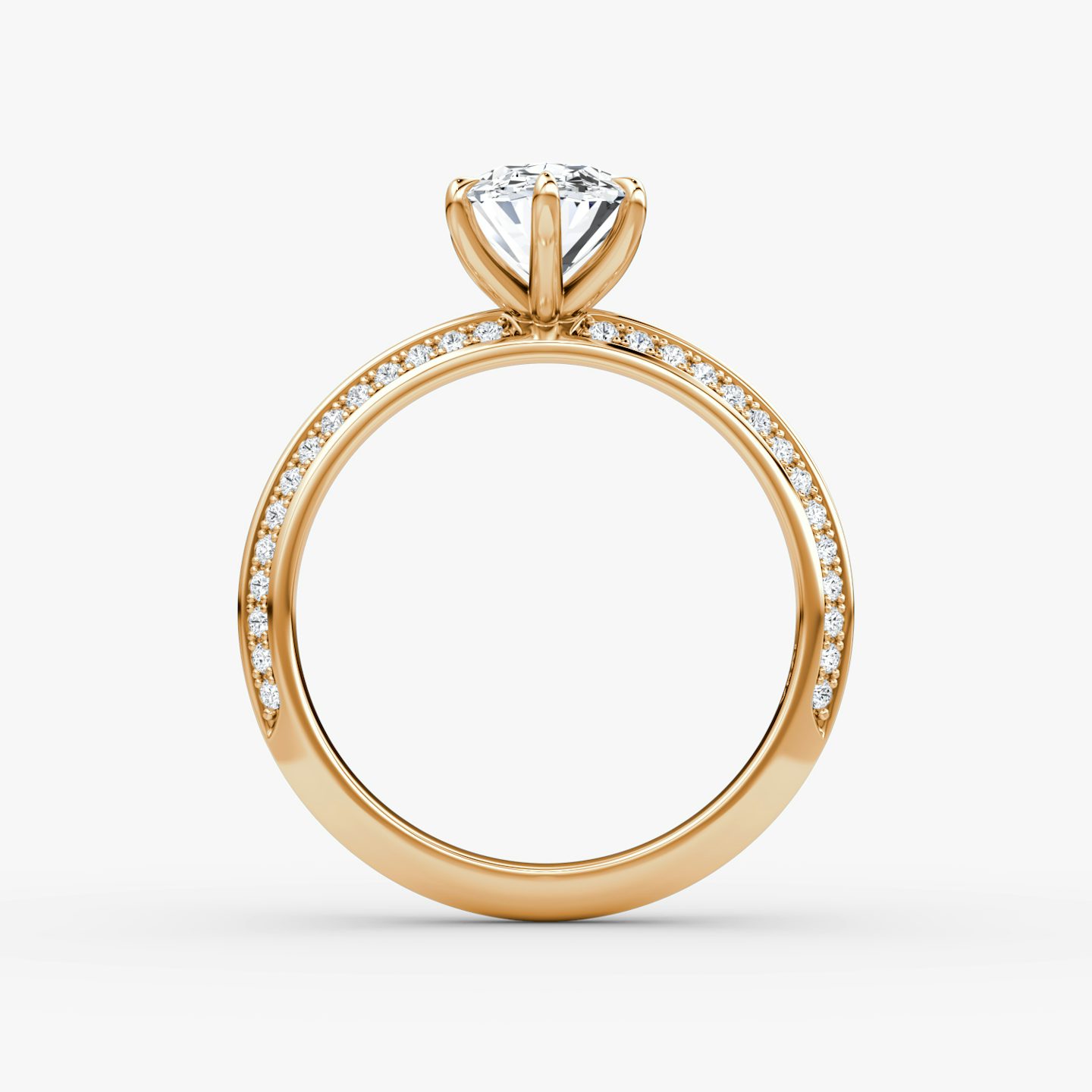 The Knife-Edge | Oval | 14k | Rose Gold | bandAccent: Pavé | hiddenHalo: no | diamondOrientation: vertical | caratWeight: other