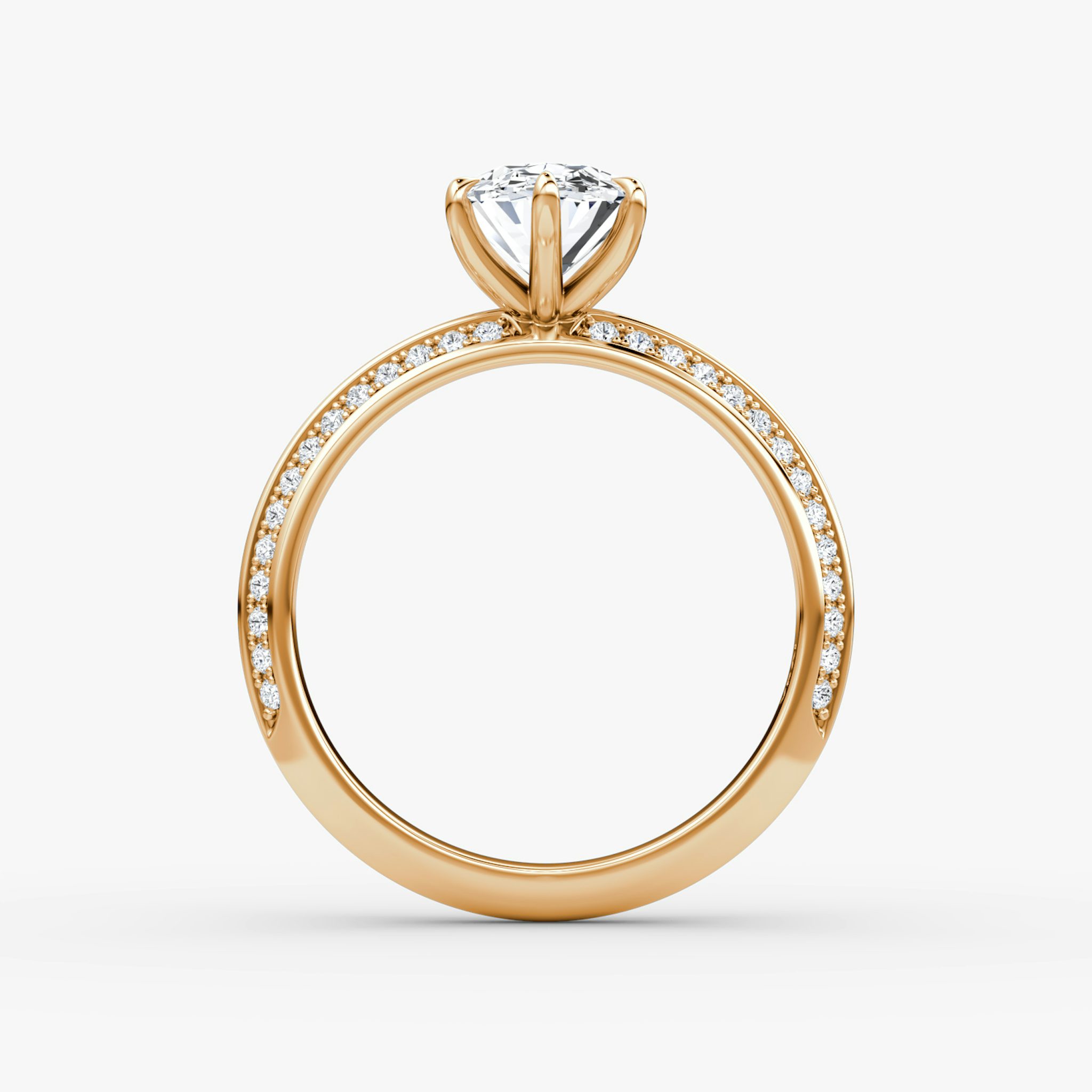The Knife-Edge | Oval | 14k | Rose Gold | bandAccent: Pavé | hiddenHalo: no | diamondOrientation: vertical | caratWeight: other