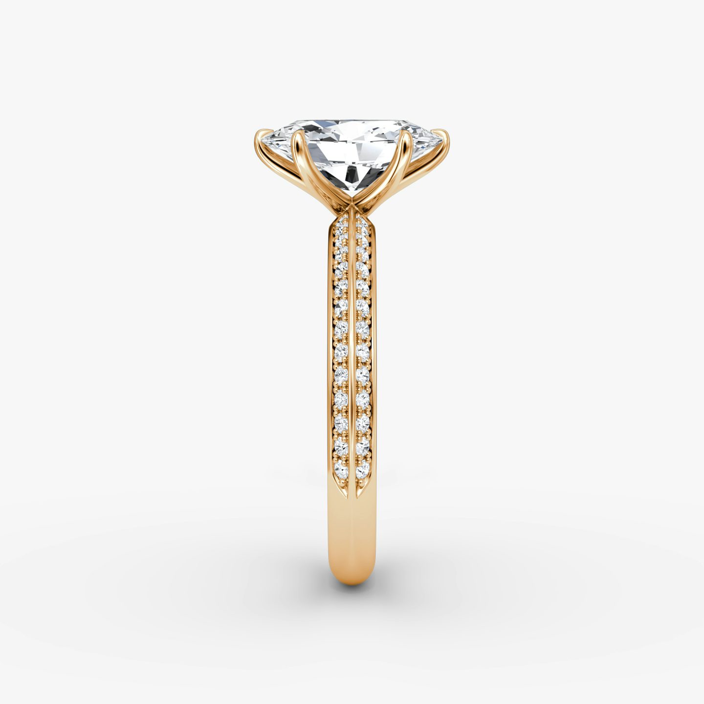 The Knife-Edge | Oval | 14k | Rose Gold | bandAccent: Pavé | hiddenHalo: no | diamondOrientation: vertical | caratWeight: other