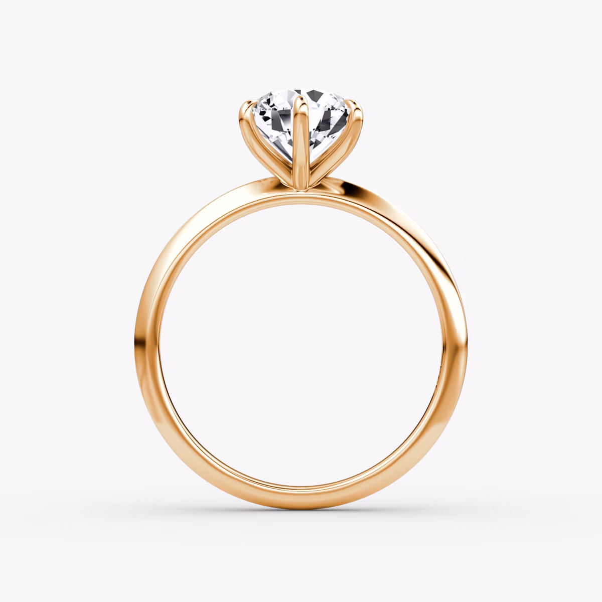 The Knife-Edge | Round Brilliant | 14k | Rose Gold | bandAccent: Plain | caratWeight: 1.0ct | hiddenHalo: no | diamondOrientation: vertical