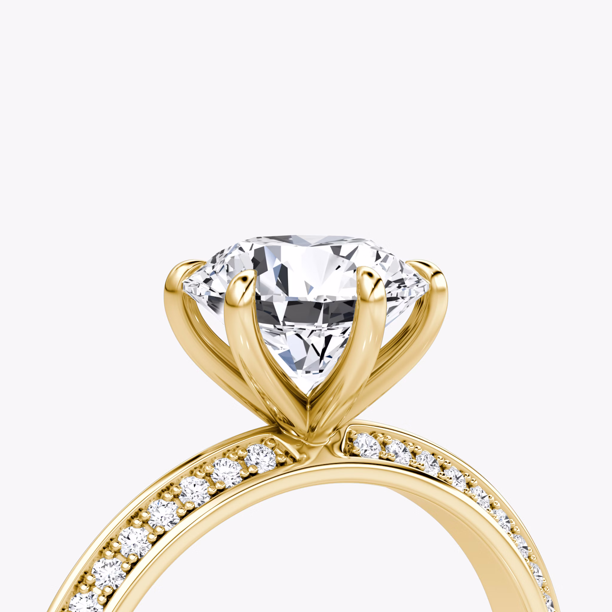 The Knife-Edge | Round Brilliant | 18k | Yellow Gold | bandAccent: Pavé | caratWeight: 2.0ct | hiddenHalo: no | diamondOrientation: vertical