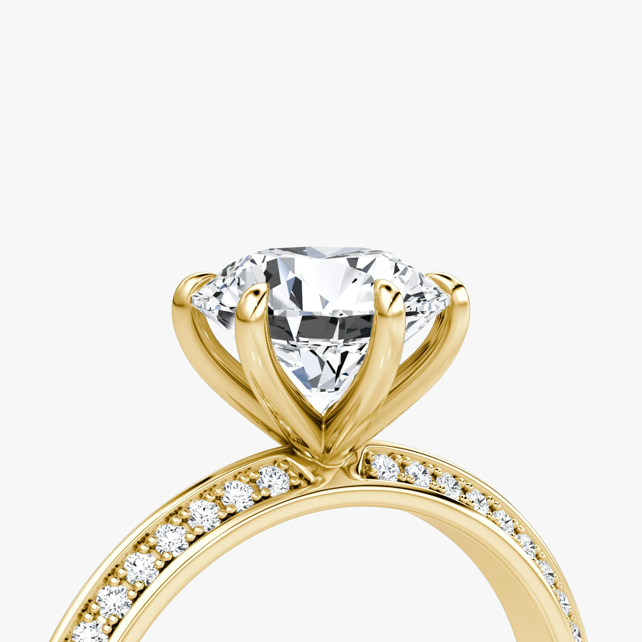 The Knife-Edge | Round Brilliant | 18k | Yellow Gold | bandAccent: Pavé | caratWeight: 2.0ct | hiddenHalo: no | diamondOrientation: vertical