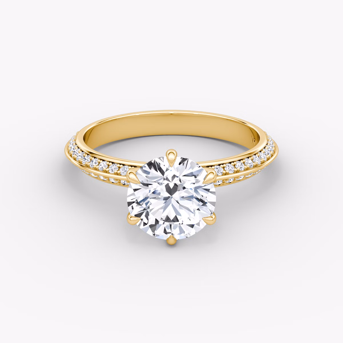 The Knife-Edge | Round Brilliant | 18k | Yellow Gold | bandAccent: Pavé | caratWeight: other | hiddenHalo: no | diamondOrientation: vertical
