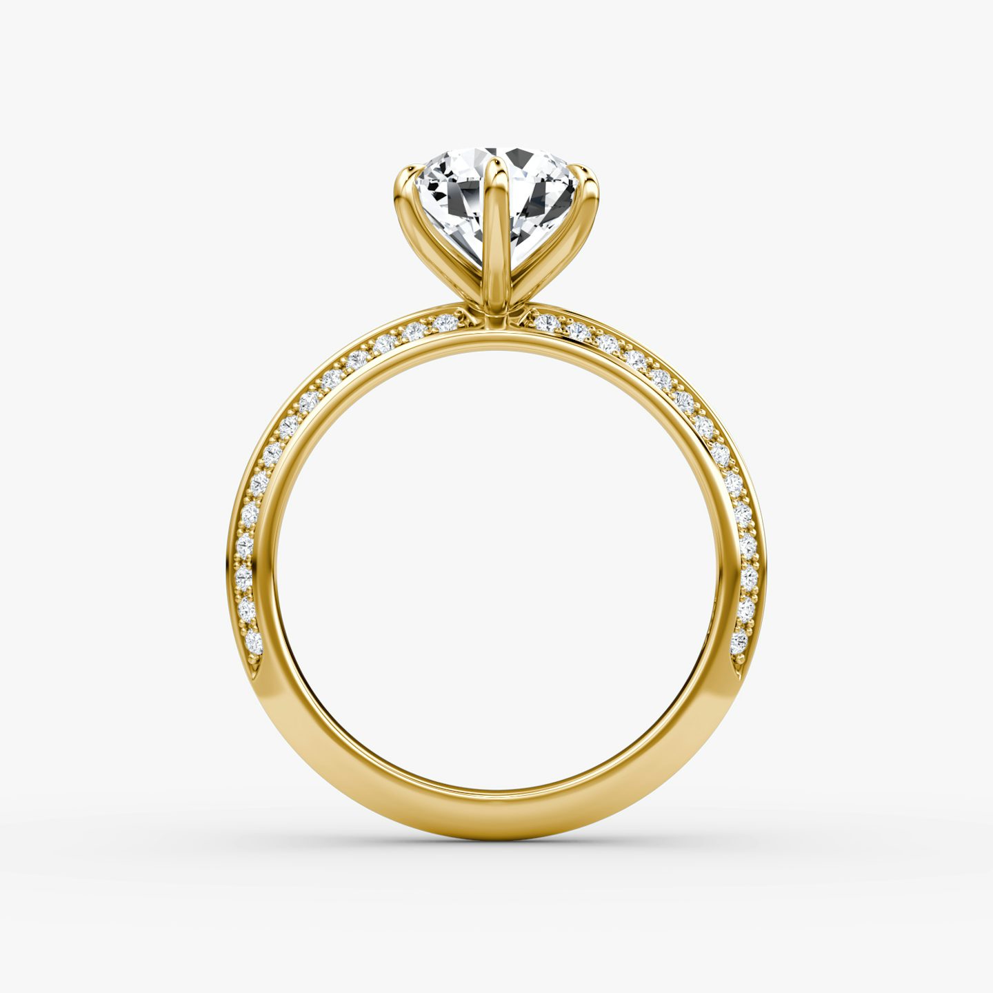 The Knife-Edge | Round Brilliant | 18k | Yellow Gold | bandAccent: Pavé | caratWeight: 1.5ct | hiddenHalo: no | diamondOrientation: vertical