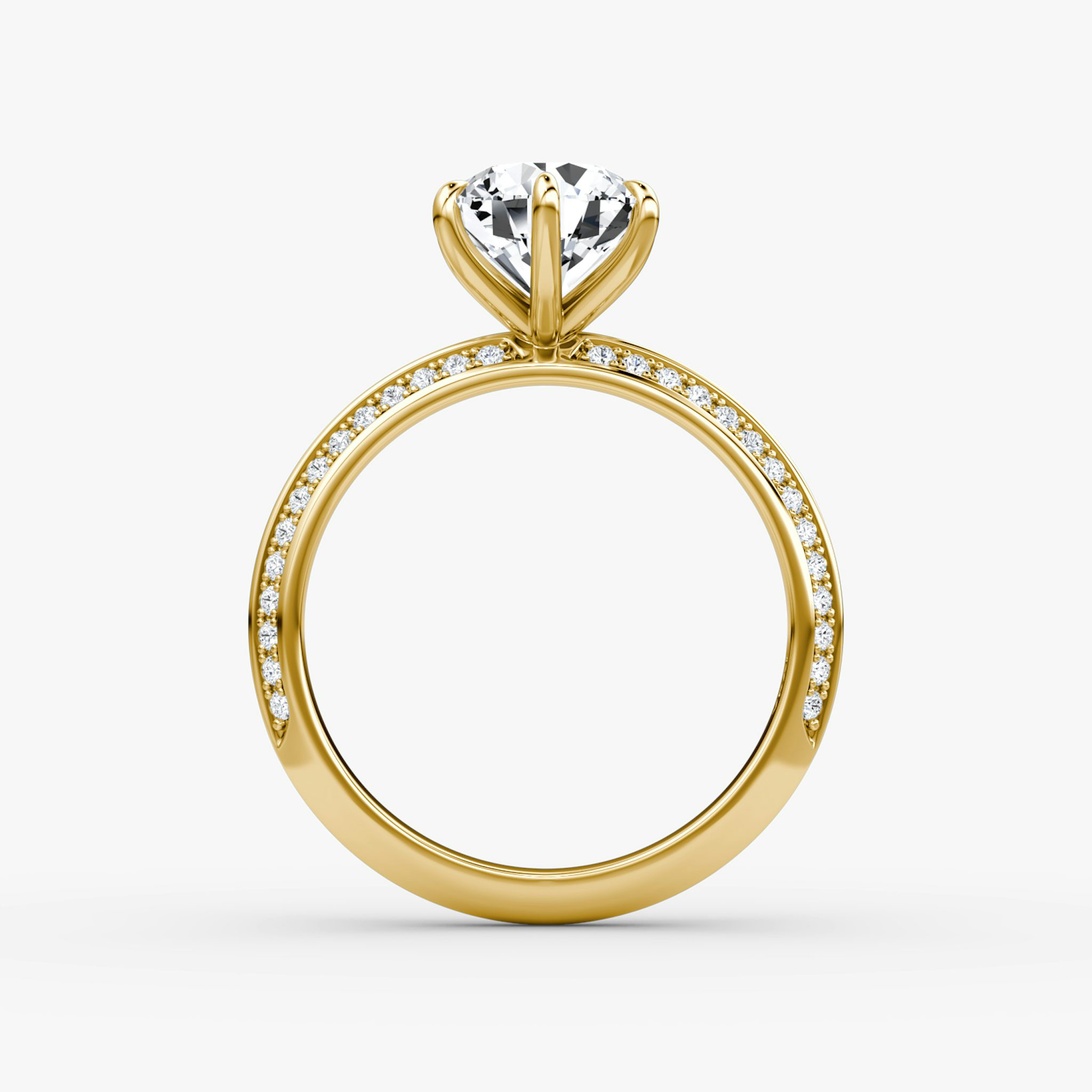 The Knife-Edge | Round Brilliant | 18k | Yellow Gold | bandAccent: Pavé | caratWeight: 2.0ct | hiddenHalo: no | diamondOrientation: vertical