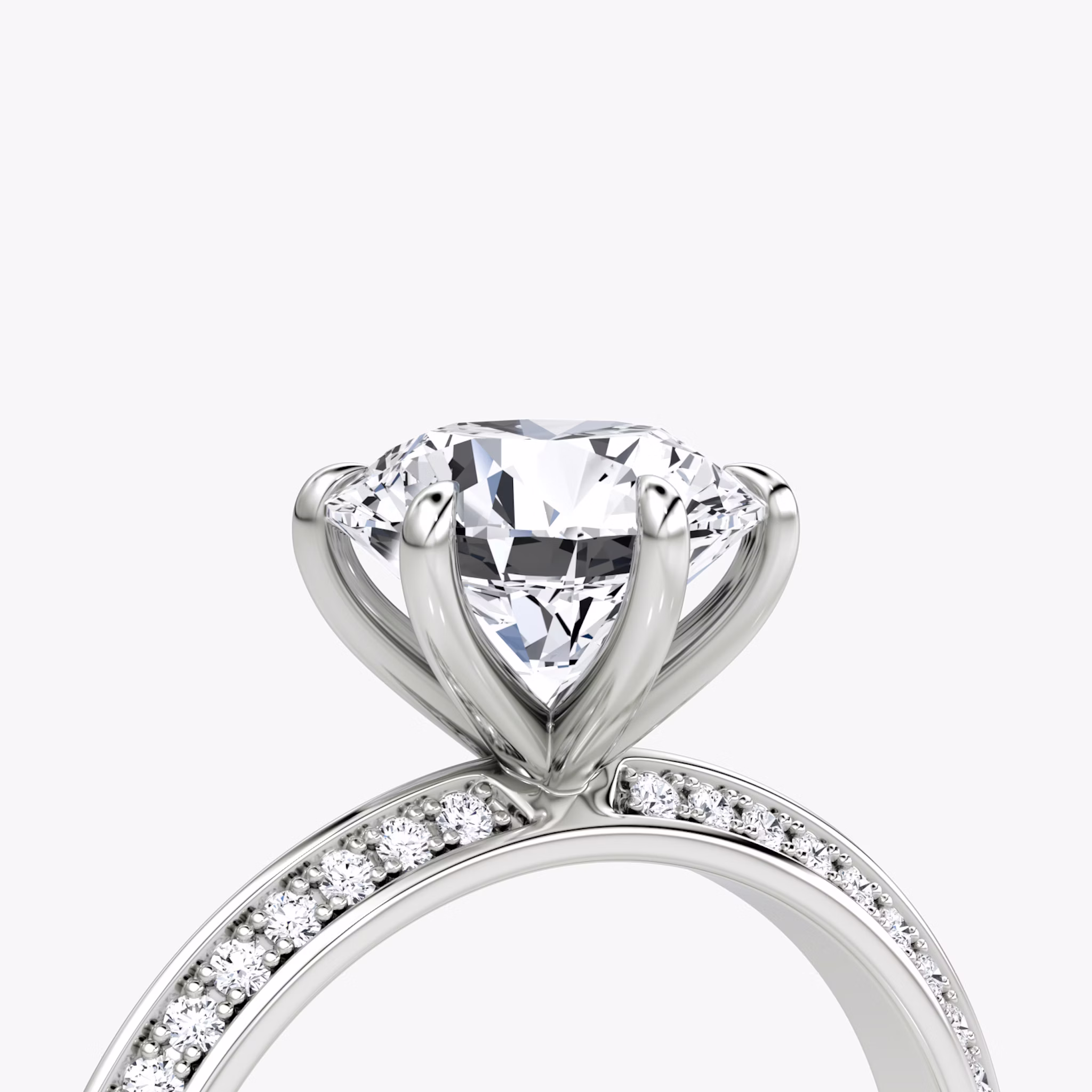 The Knife-Edge | Round Brilliant | 18k | White Gold | bandAccent: Pavé | caratWeight: other | hiddenHalo: no | diamondOrientation: vertical