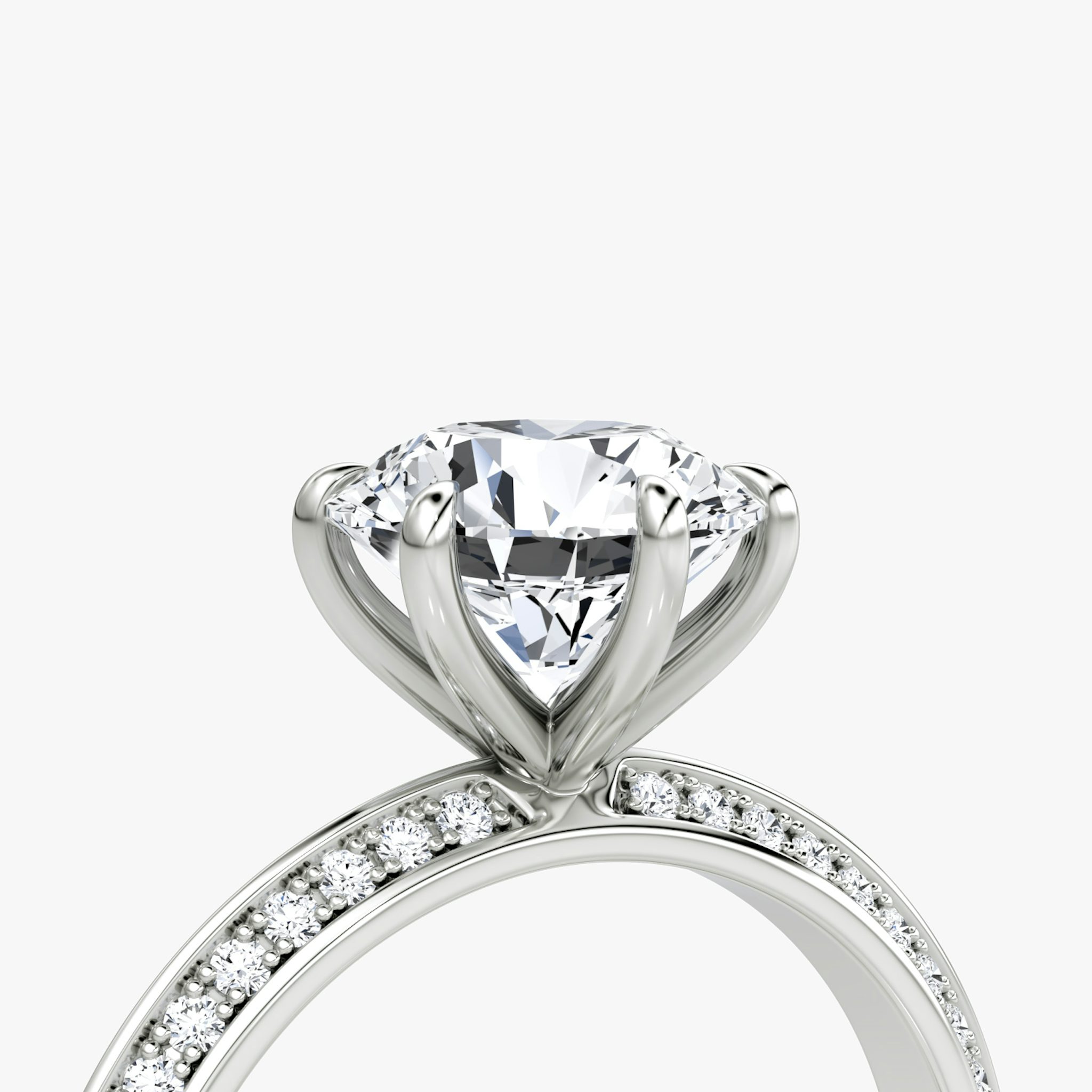 The Knife-Edge | Round Brilliant | 18k | White Gold | bandAccent: Pavé | caratWeight: other | hiddenHalo: no | diamondOrientation: vertical