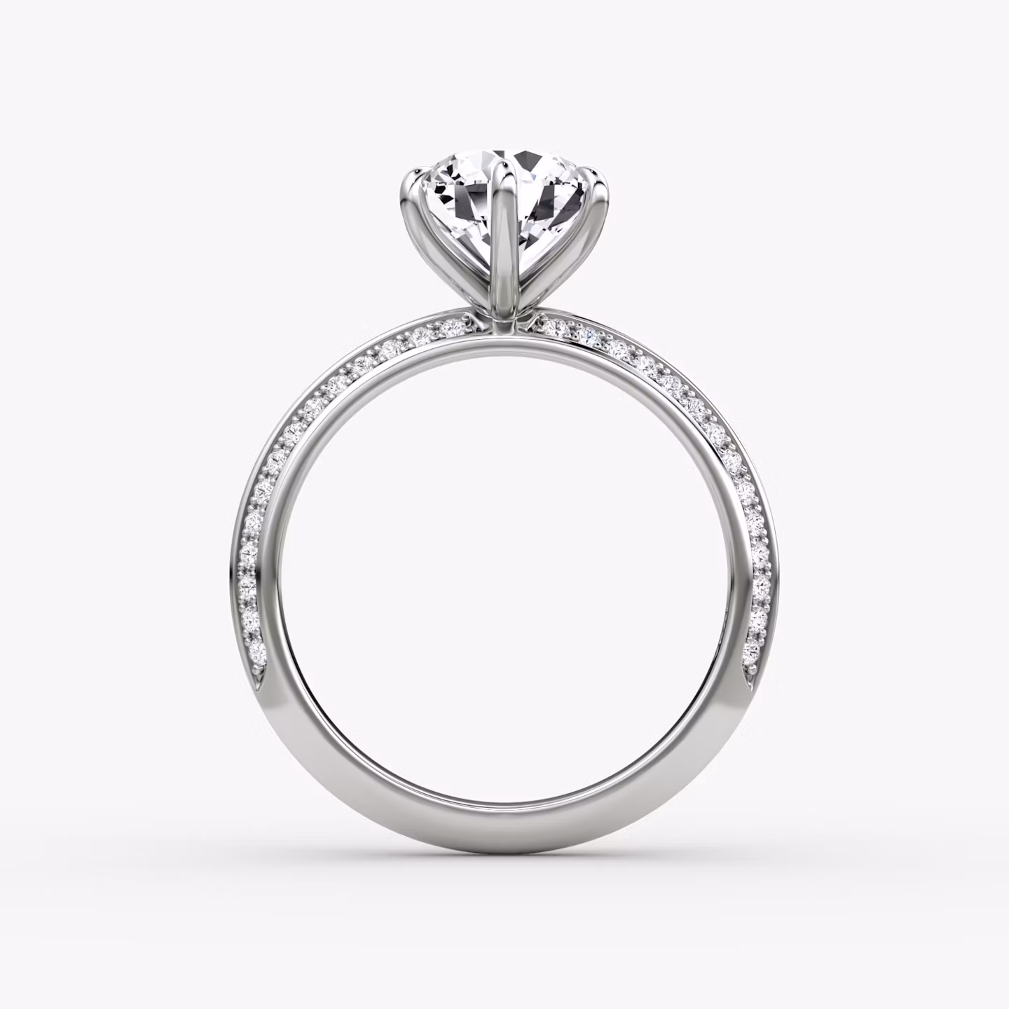 The Knife-Edge | Round Brilliant | Platinum | bandAccent: Pavé | caratWeight: 1.5ct | hiddenHalo: no | diamondOrientation: vertical