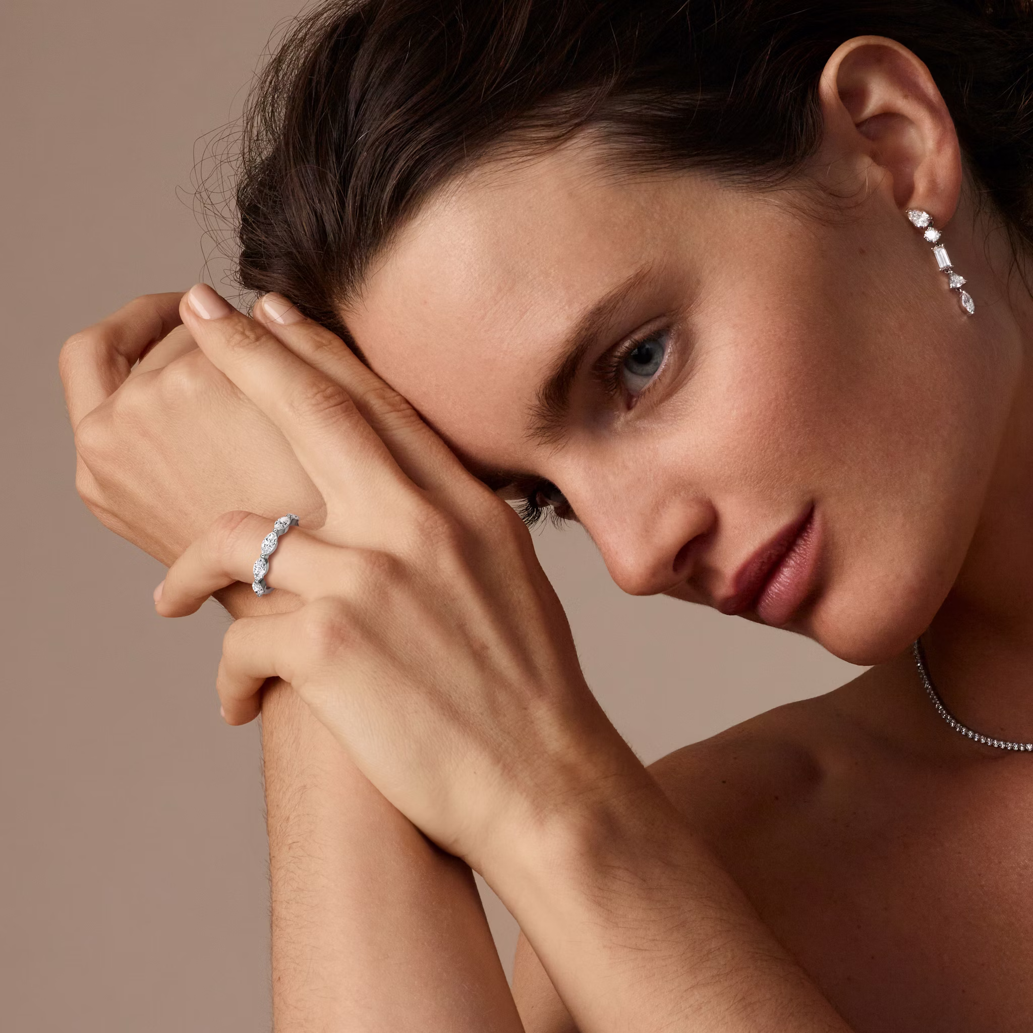 The Single Shared Prong Marquise Band | Marquise | 18k | White Gold