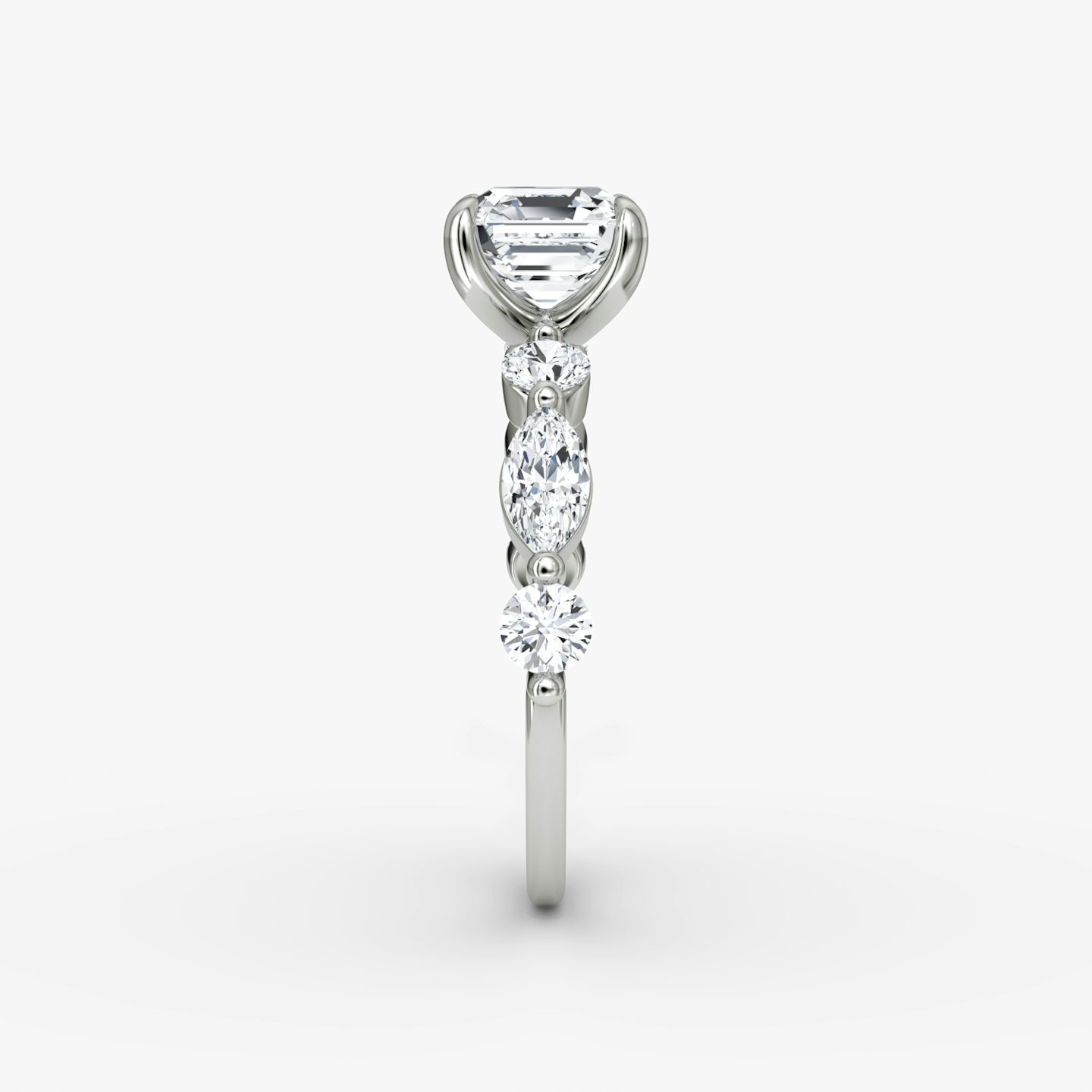 The Mixed Shape Single Shared Prong | Asscher | 18k | White Gold | bandAccent: Plain | diamondOrientation: vertical | caratWeight: other