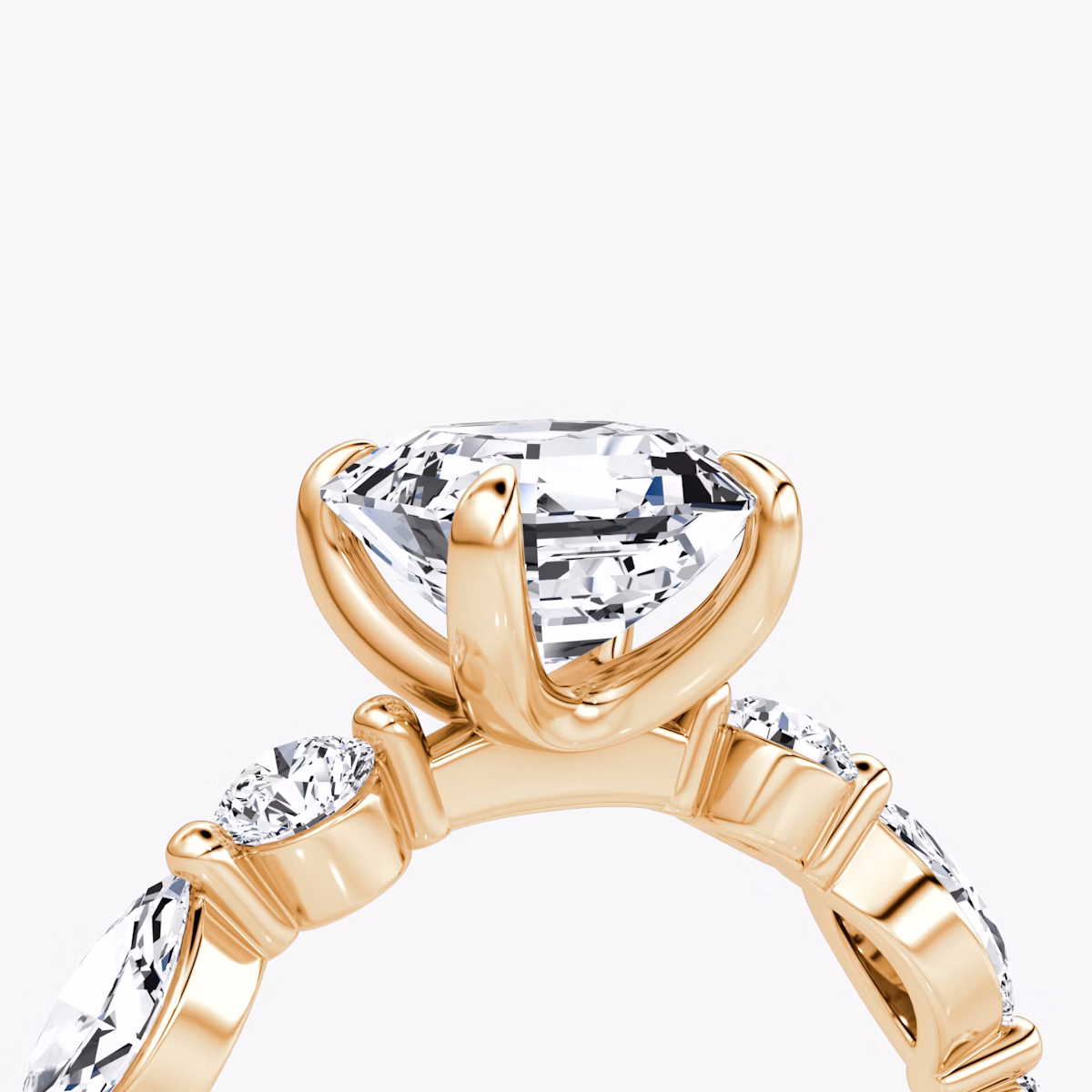 Mixed Shape Single Shared Prong | Asscher | 14k | Roségold | bandAccent: Ohne Pavé-Besatz | diamondOrientation: vertical | caratWeight: other