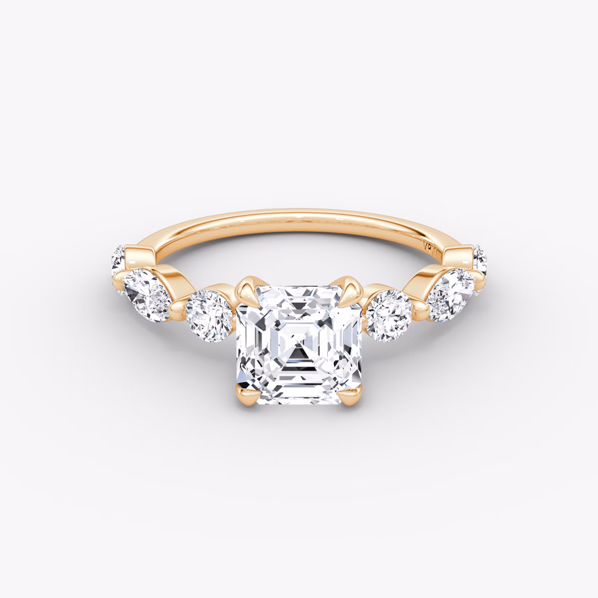 Mixed Shape Single Shared Prong | Asscher | 14k | Roségold | bandAccent: Ohne Pavé-Besatz | diamondOrientation: vertical | caratWeight: other