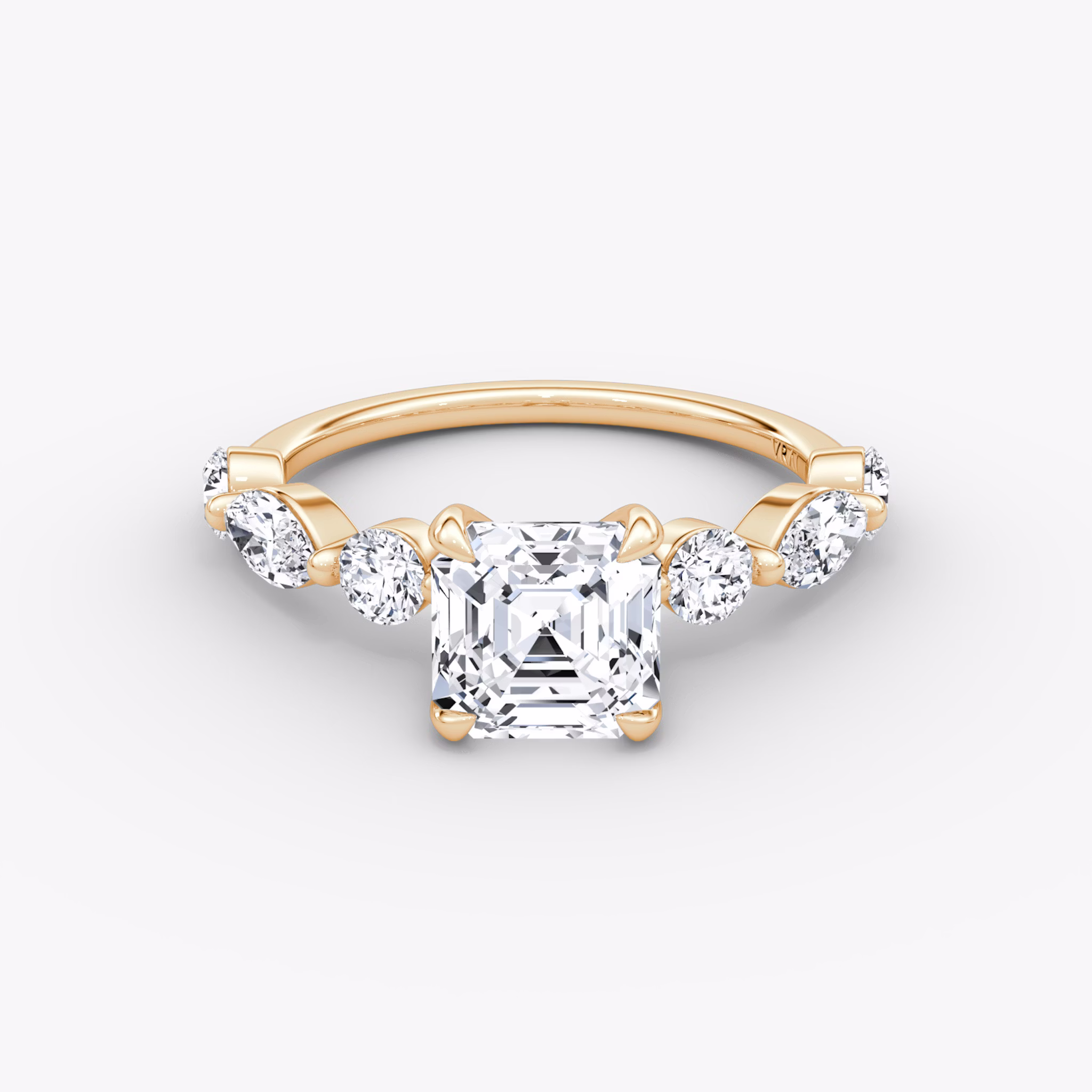 The Mixed Shape Single Shared Prong | Asscher | 14k | Rose Gold | bandAccent: Plain | diamondOrientation: vertical | caratWeight: other